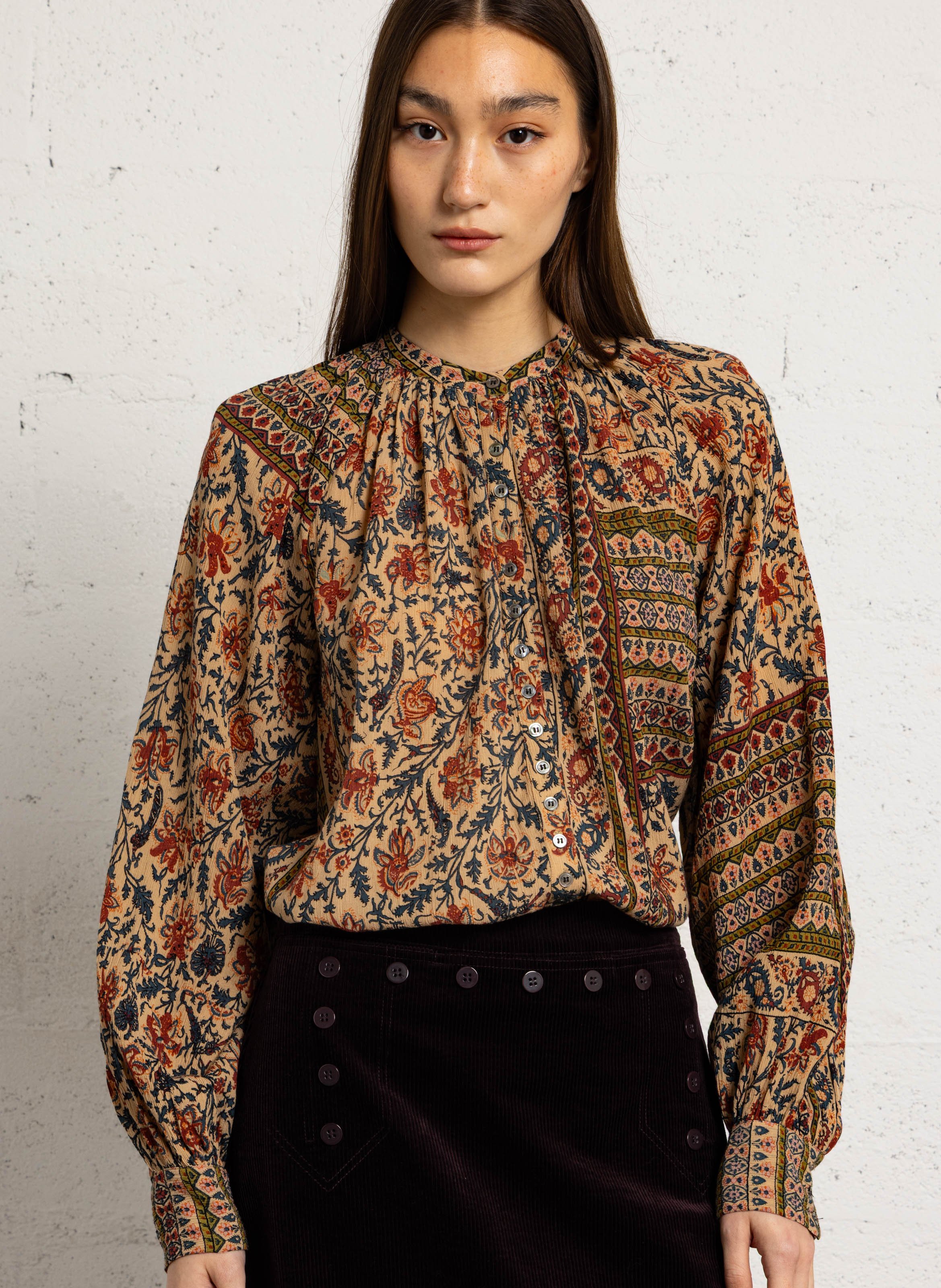 Kurzes Baumwollkleid mit Rundhalsausschnitt ANTIK BATIK