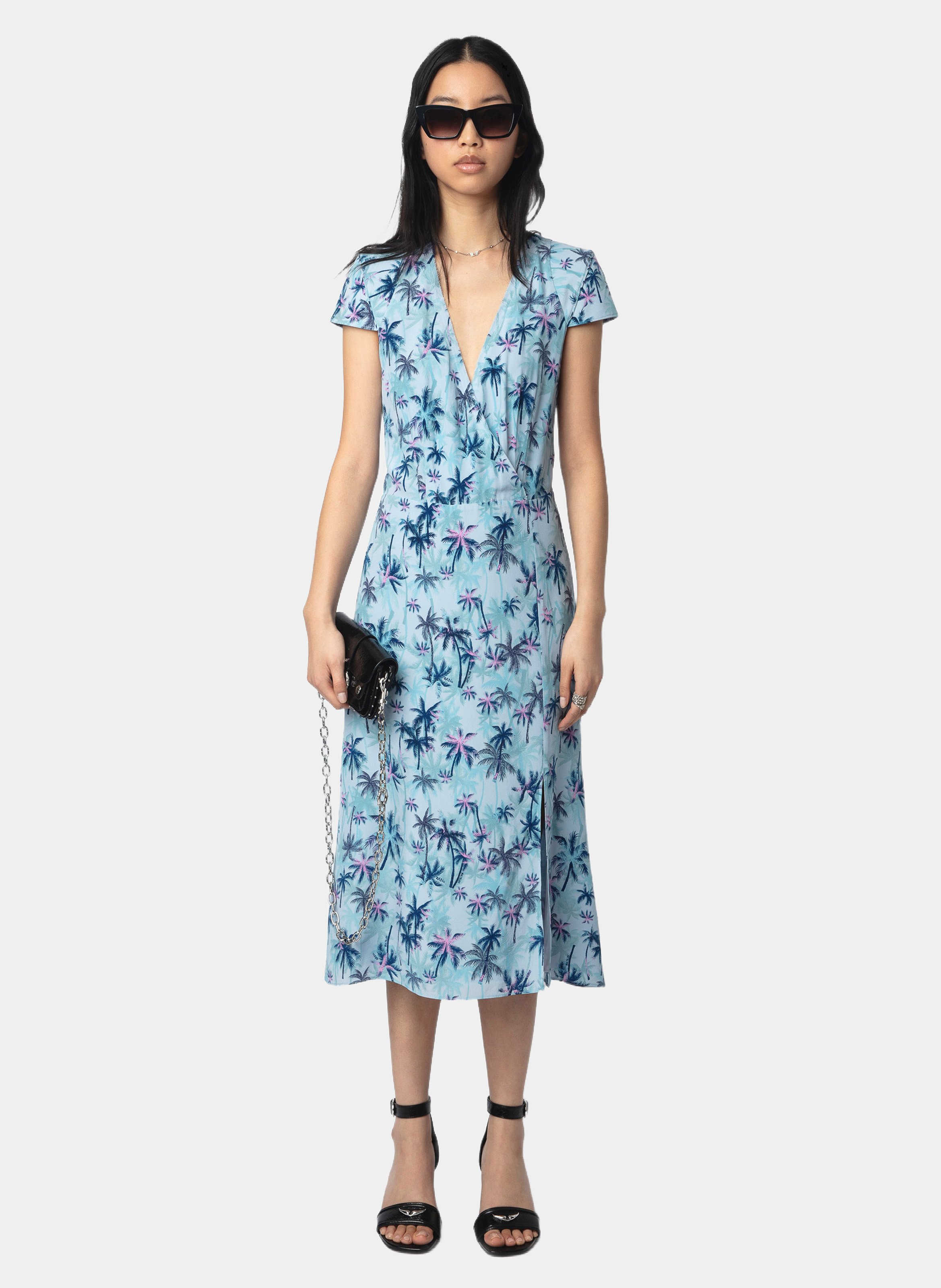 Abito midi scollo a V in seta ZADIG&VOLTAIRE Blu