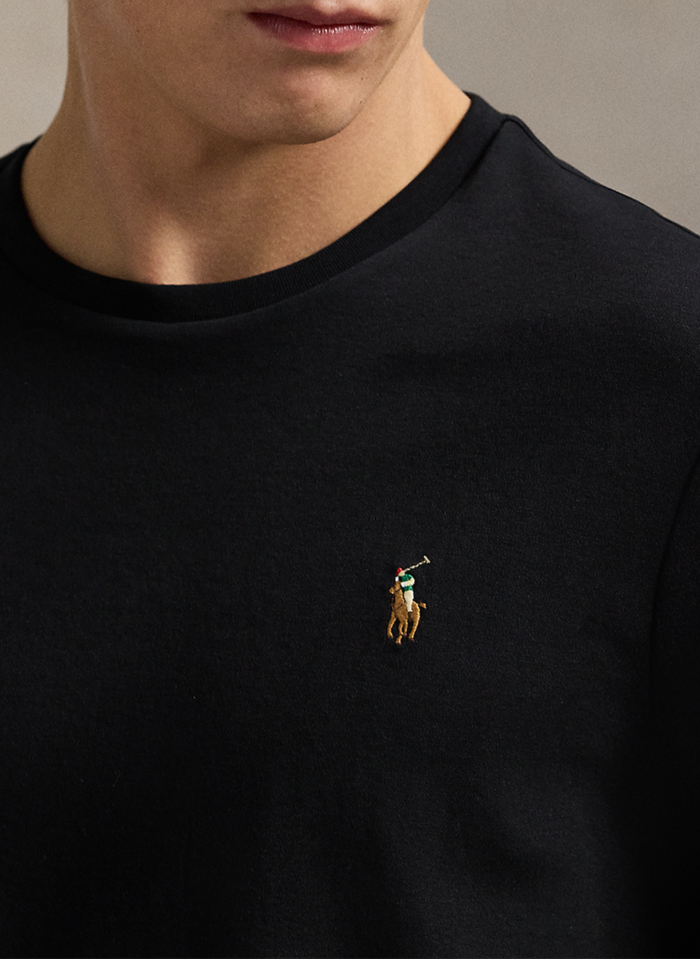 Rundhals-T-Shirt aus Pima-Baumwolle mit Pony Player, Slim Fit POLO RALPH LAUREN Schwarz