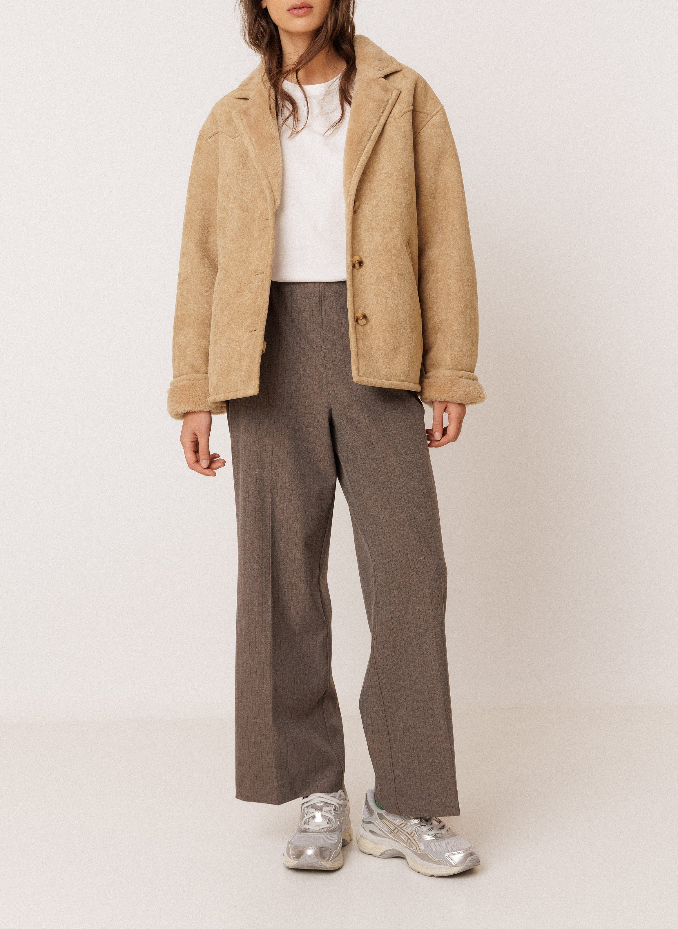 Straight-cut jacket with tailored collar INDI & COLD Beige