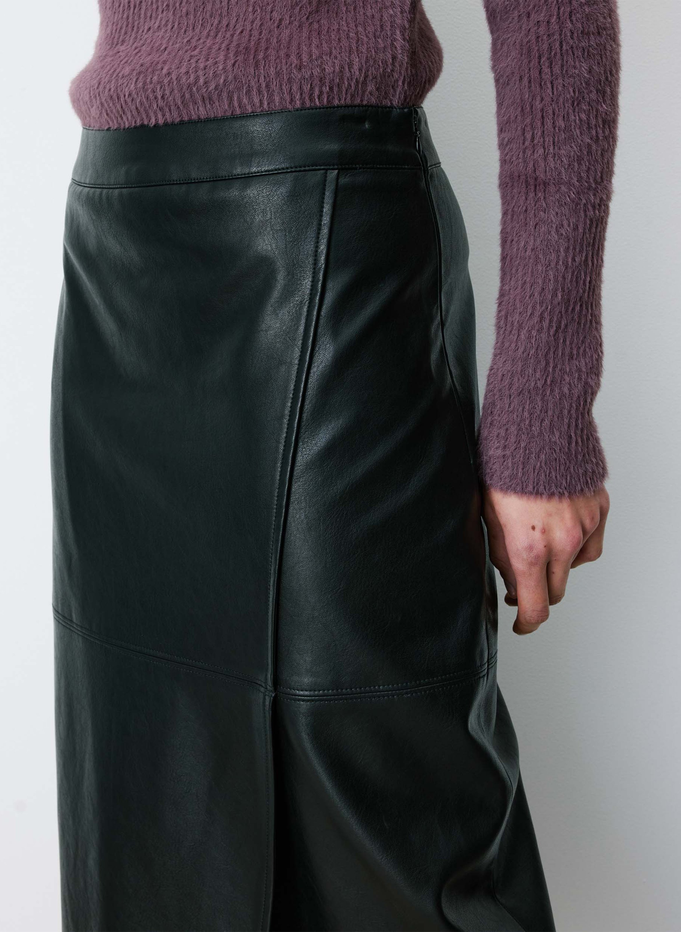 Jupe midi droite effet cuir GRACE ET MILA Noir