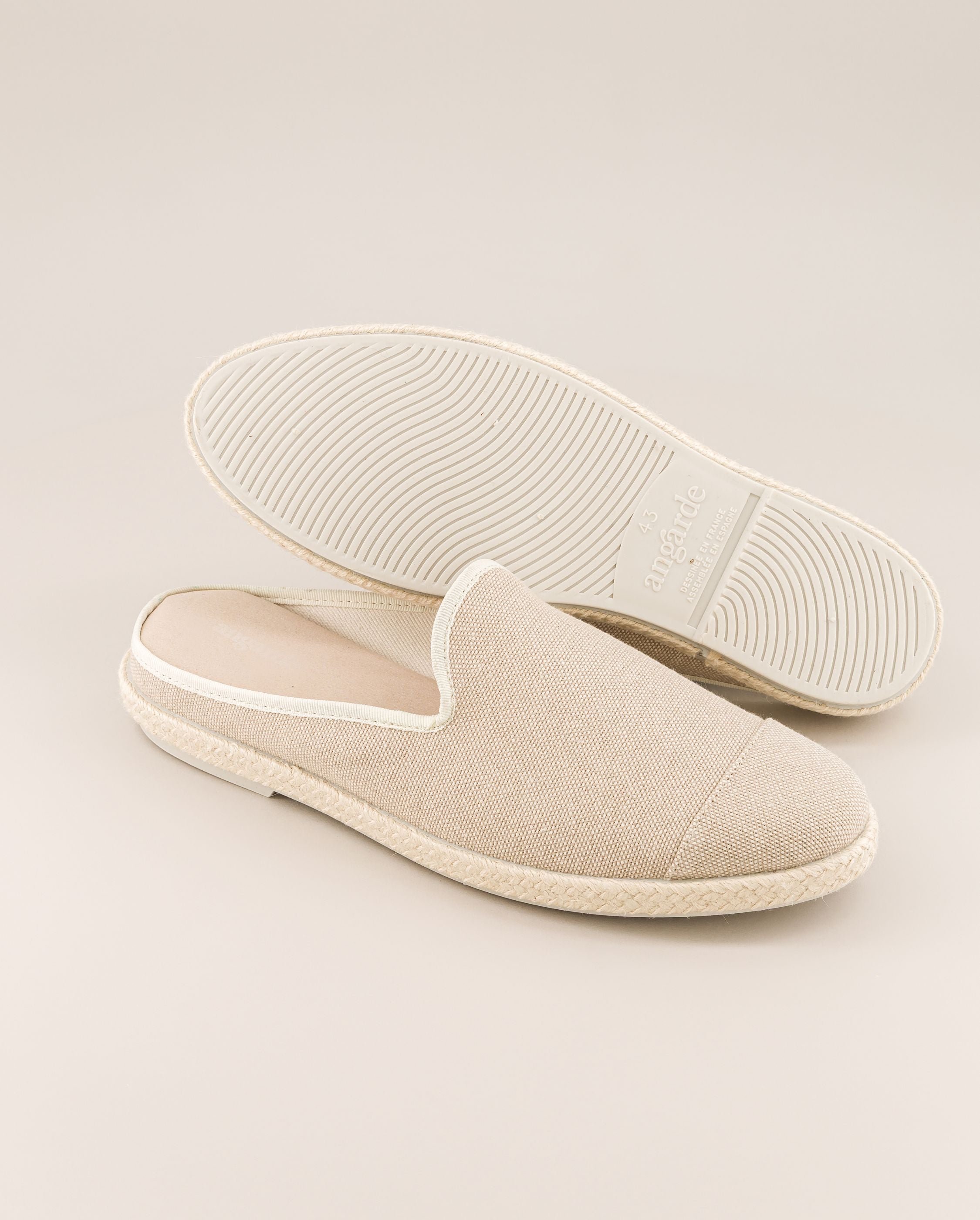 Men's mule, beige ecru cotton ANGARDE Beige