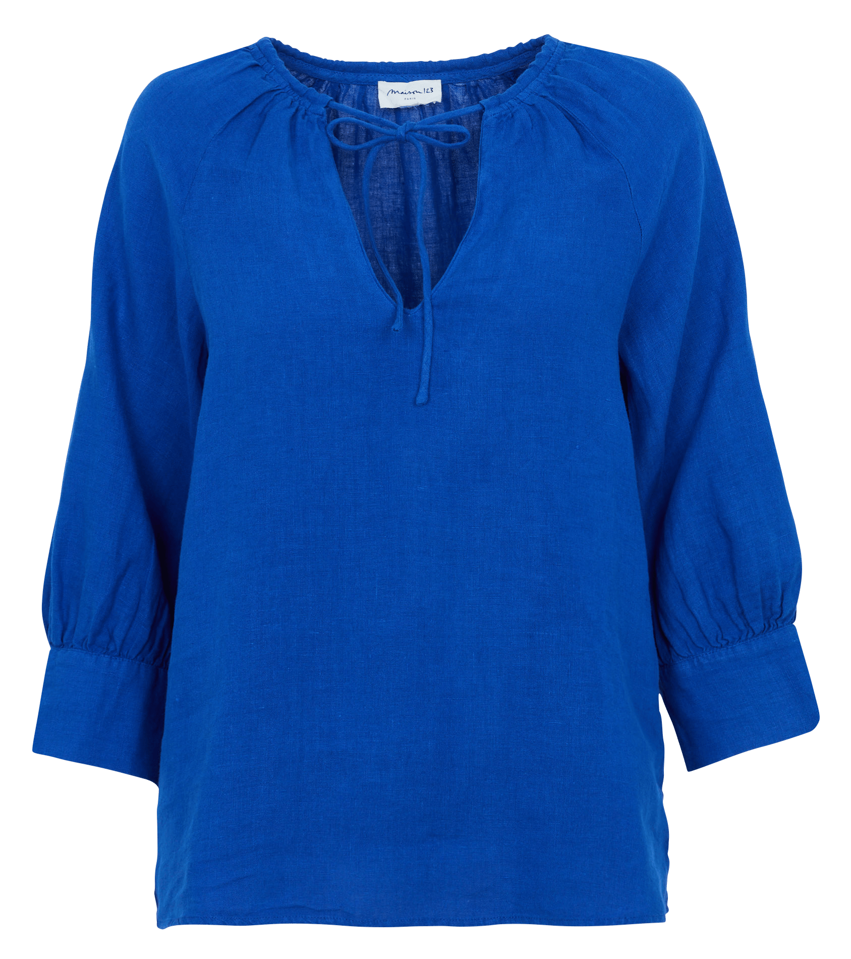 Round-neck linen blouse MAISON 123 Blue