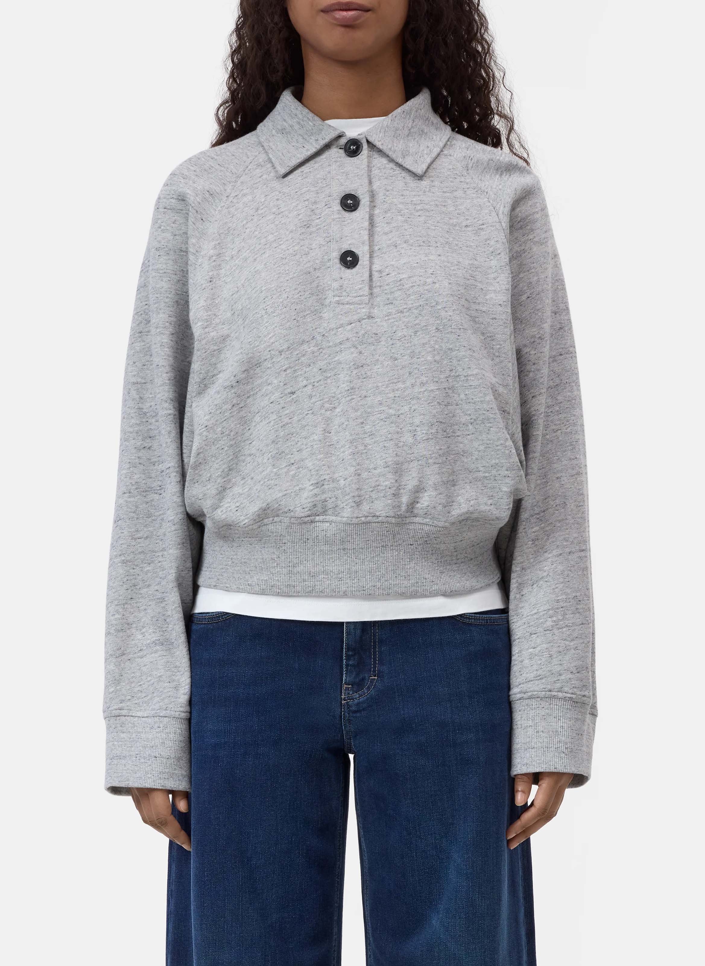 Oversized cotton polo shirt CLOSED Grey