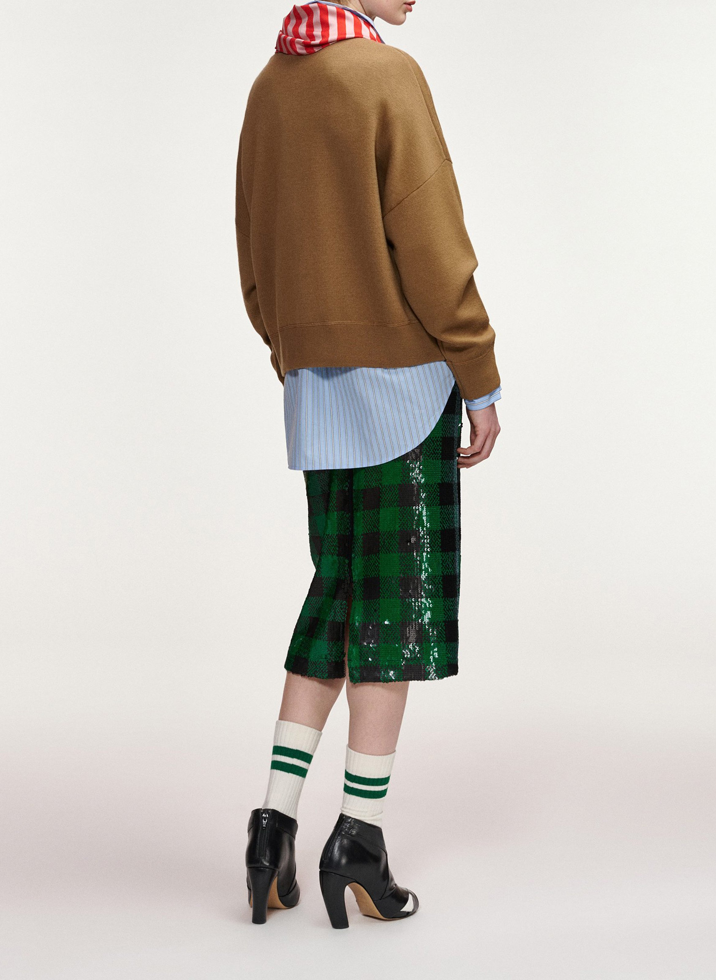 Weites Pullover mit gestreiftem Schal ESSENTIEL ANTWERP Braun