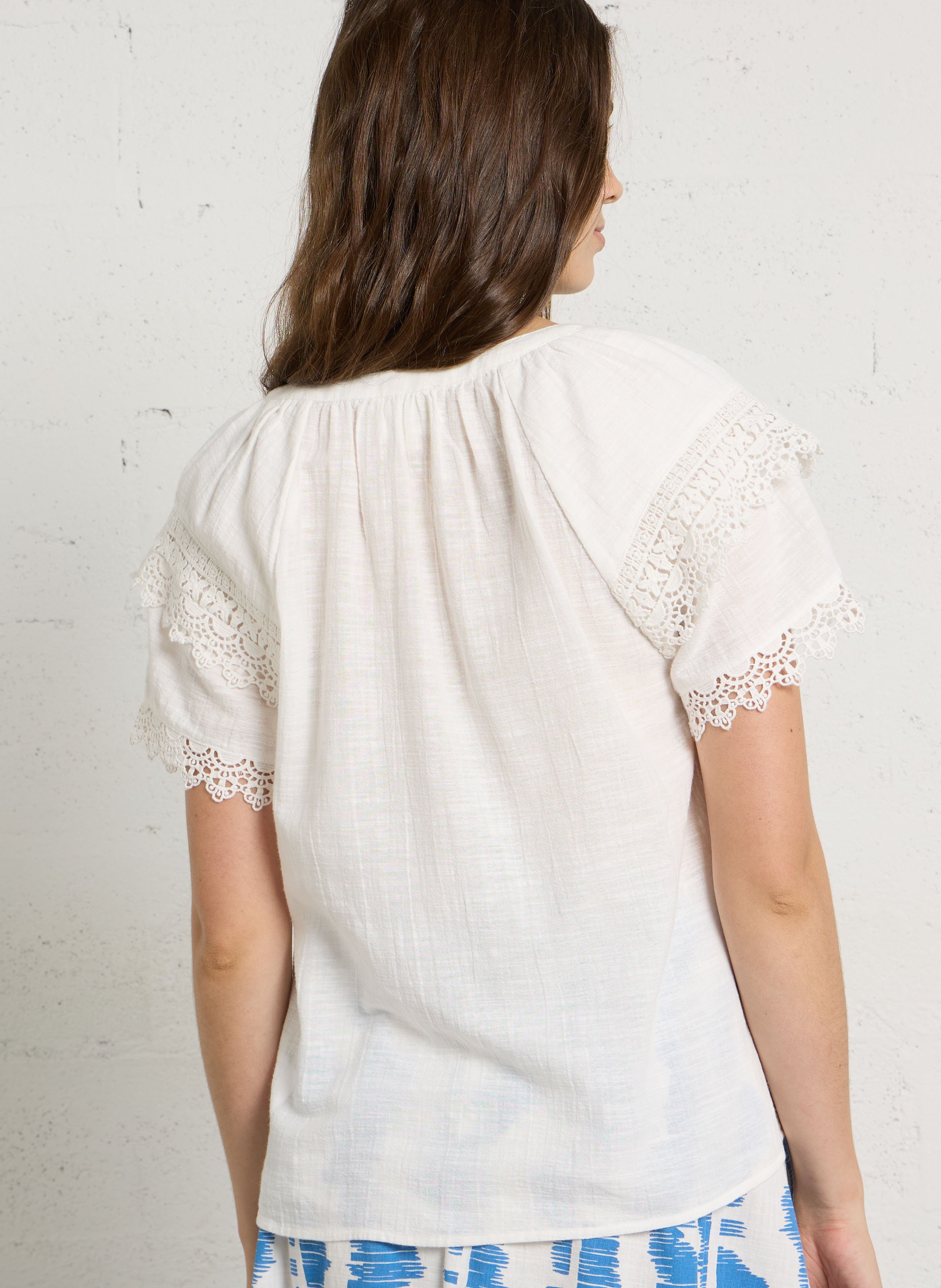 V-neck cotton blouse MAISON 123 White