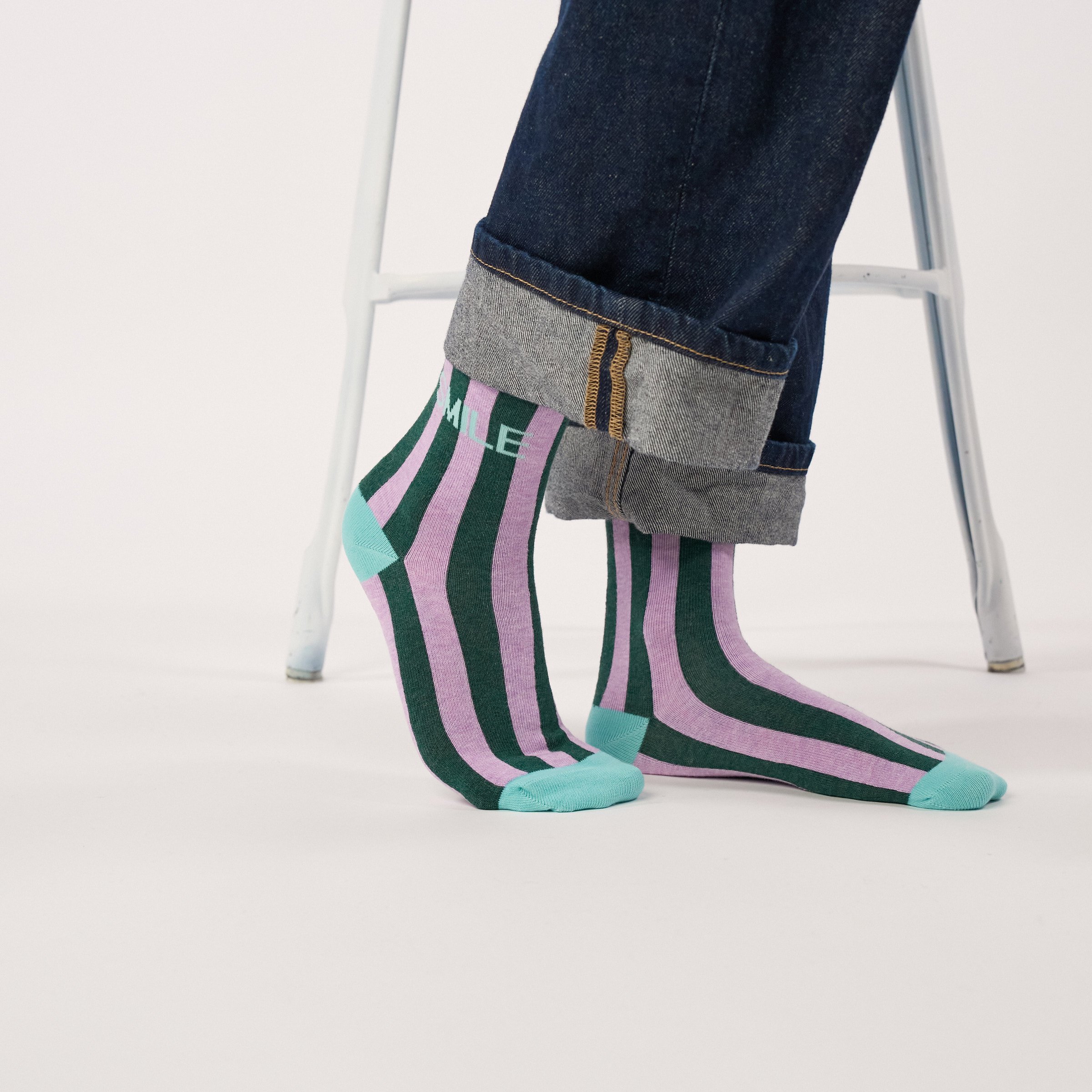 Combed cotton socks with message BILLYBELT Green