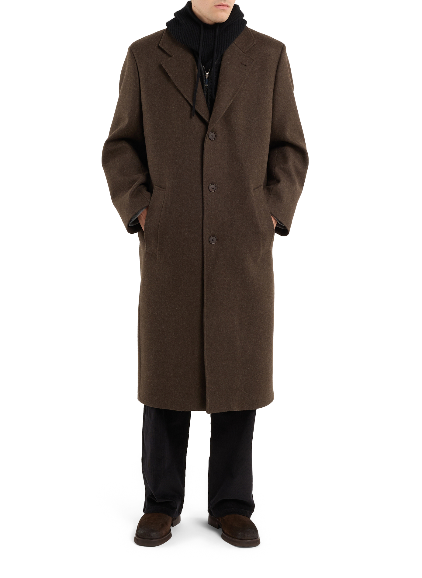 Long plain wool coat SAISON 1865 Brown