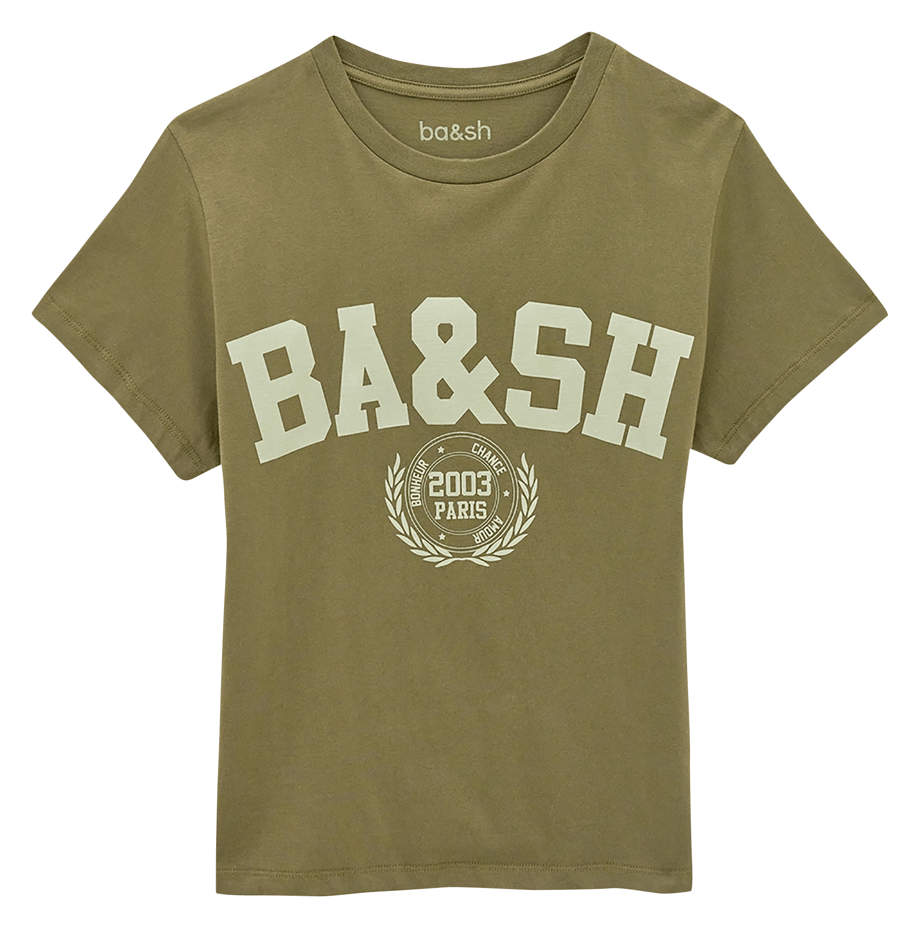 Tee-shirt imprimé manches courtes en coton BA&SH Kaki