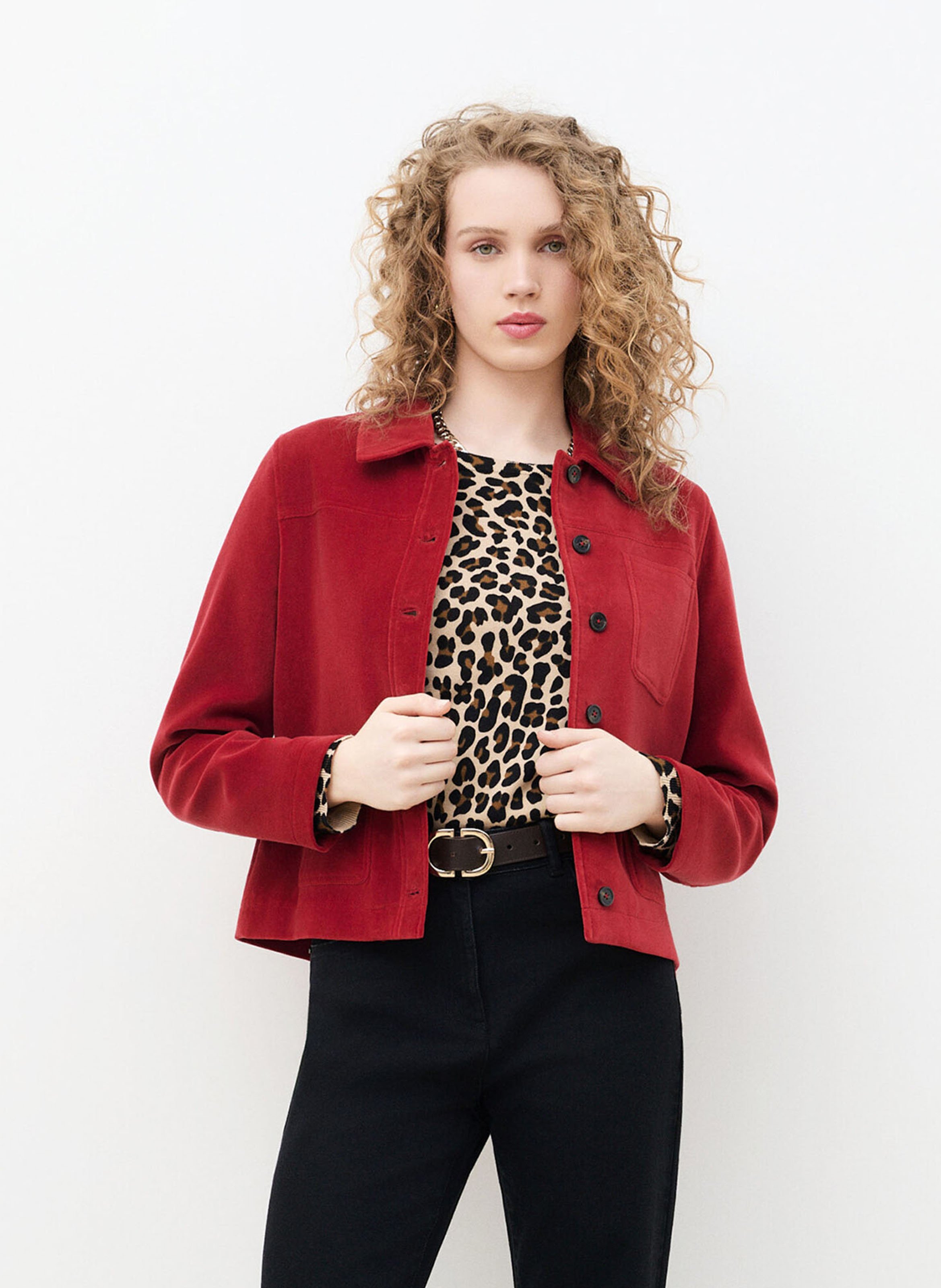 Gerade geschnittene Baumwolljacke mit klassischem Kragen CAROLL