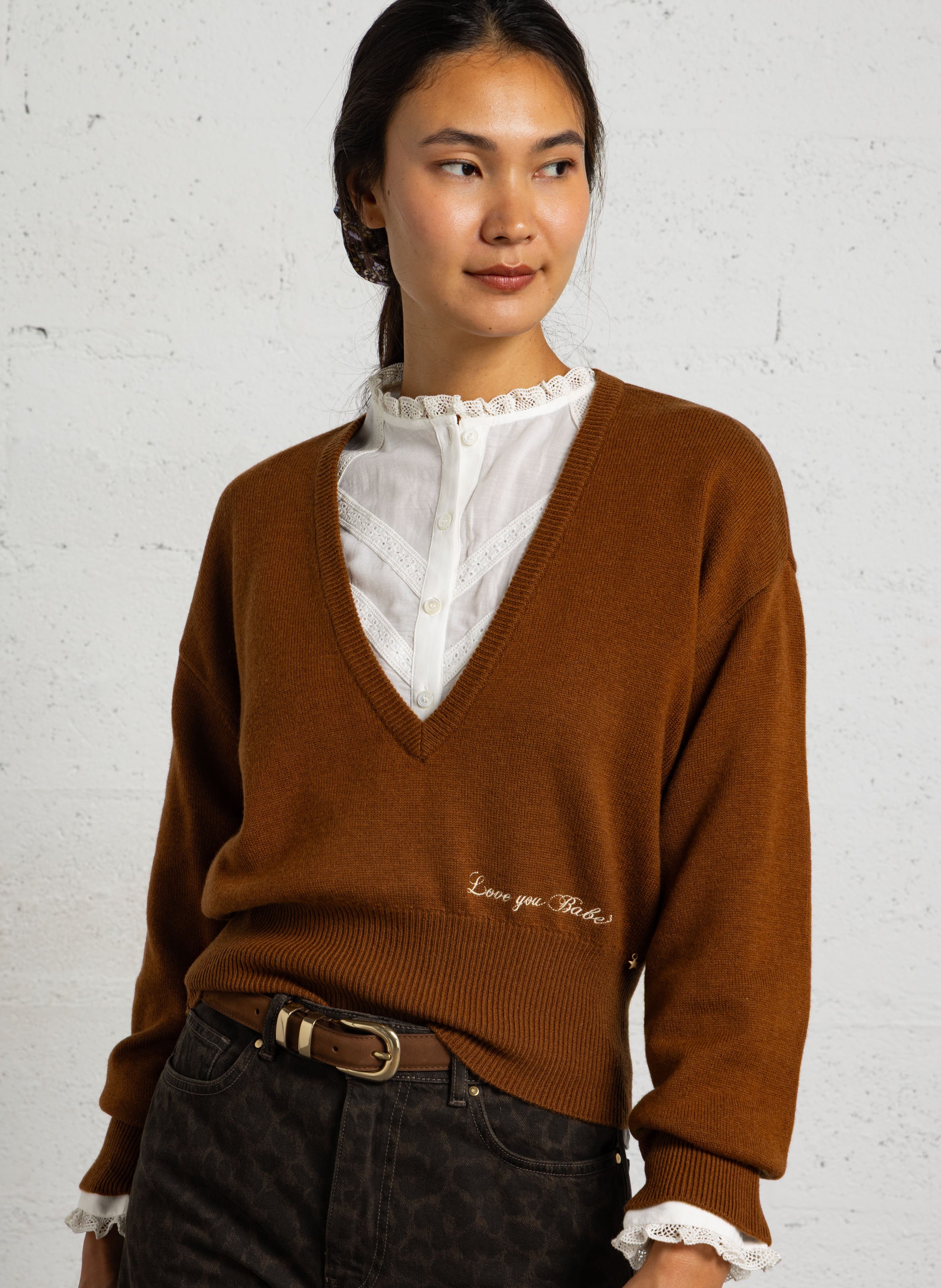 Oversized wool sweater DES PETITS HAUTS Brown