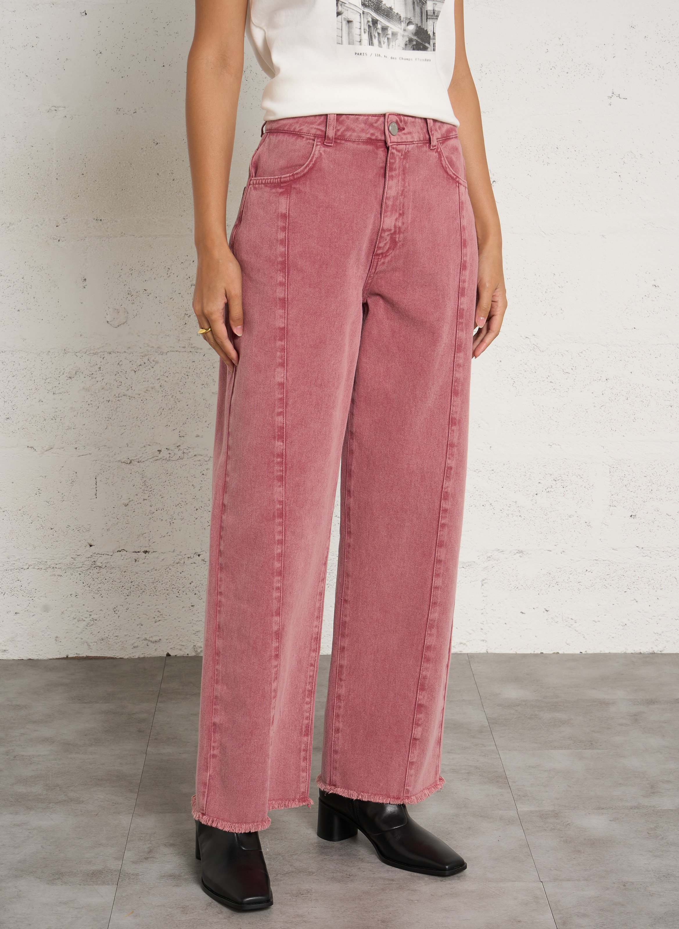 Jean large en coton THE NEW SOCIETY Rouge