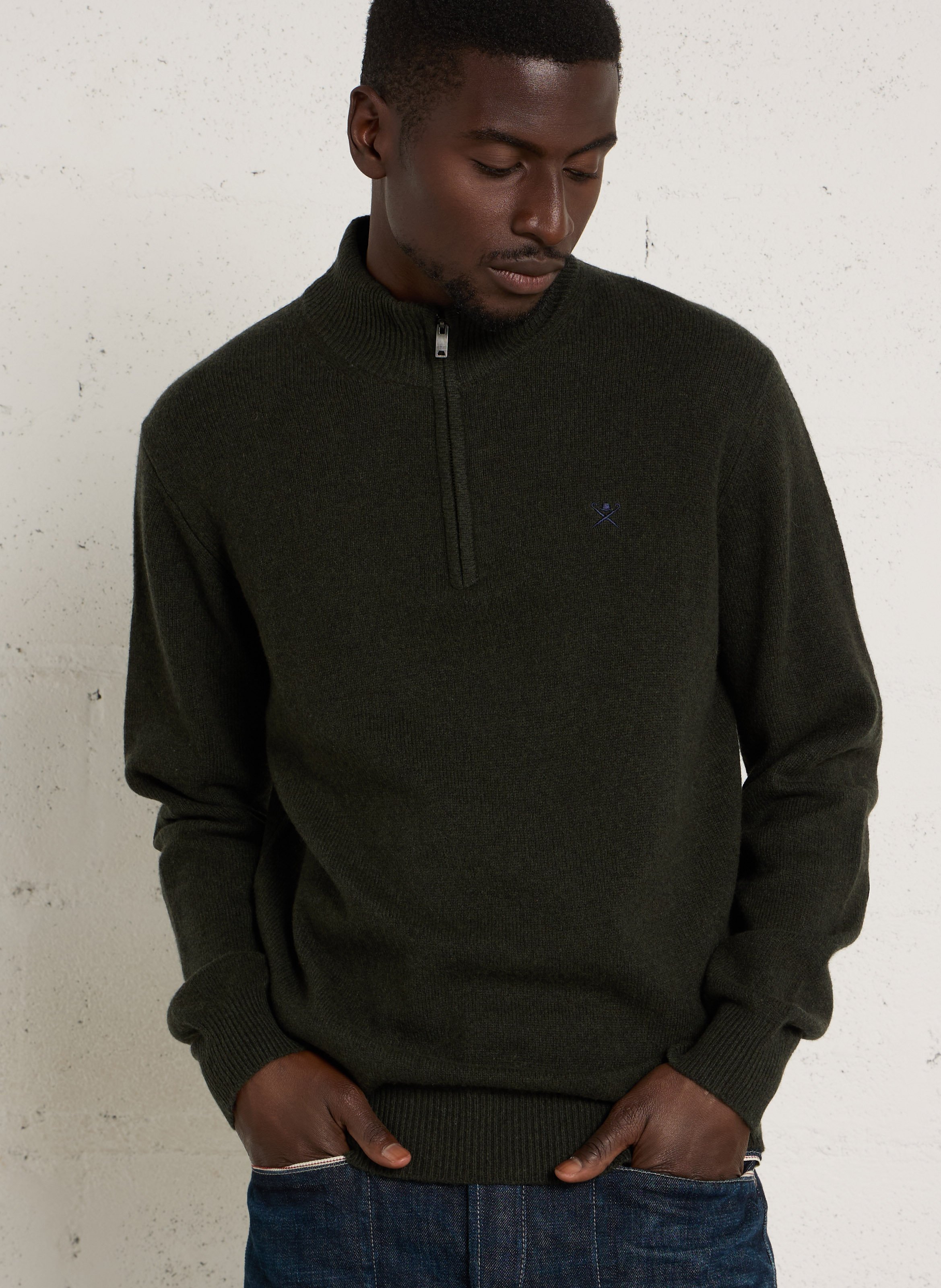 Pull droit col camionneur en laine HACKETT