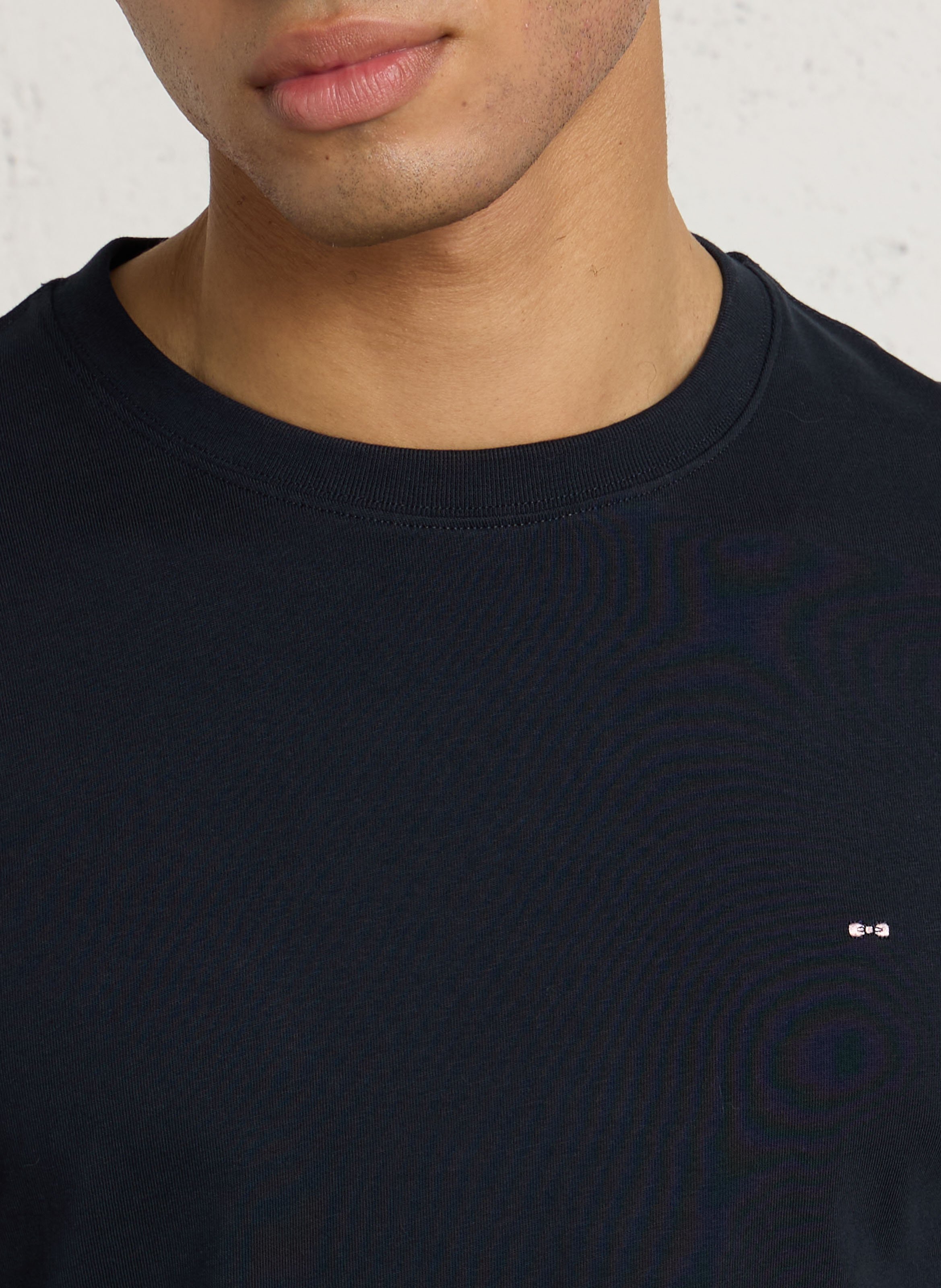 Straight fit round neck embroidered T-shirt EDEN PARK Blue