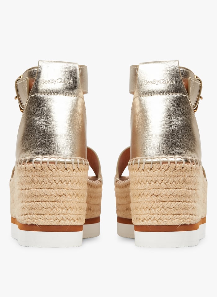 SEE BY CHLOE Espadrilles compens es en cuir Dor