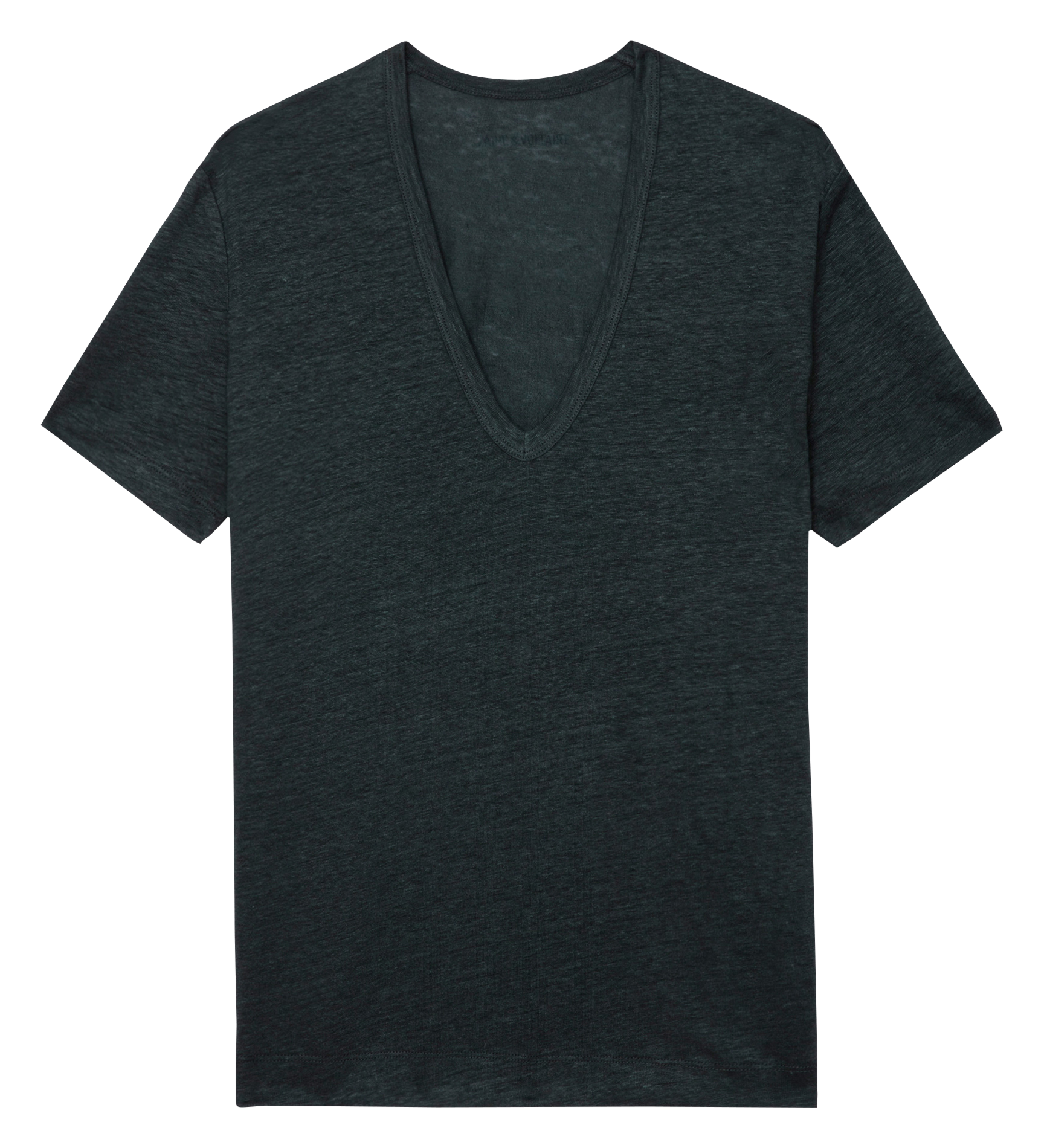 Tee-shirt droit col V en lin ZADIG&VOLTAIRE Vert