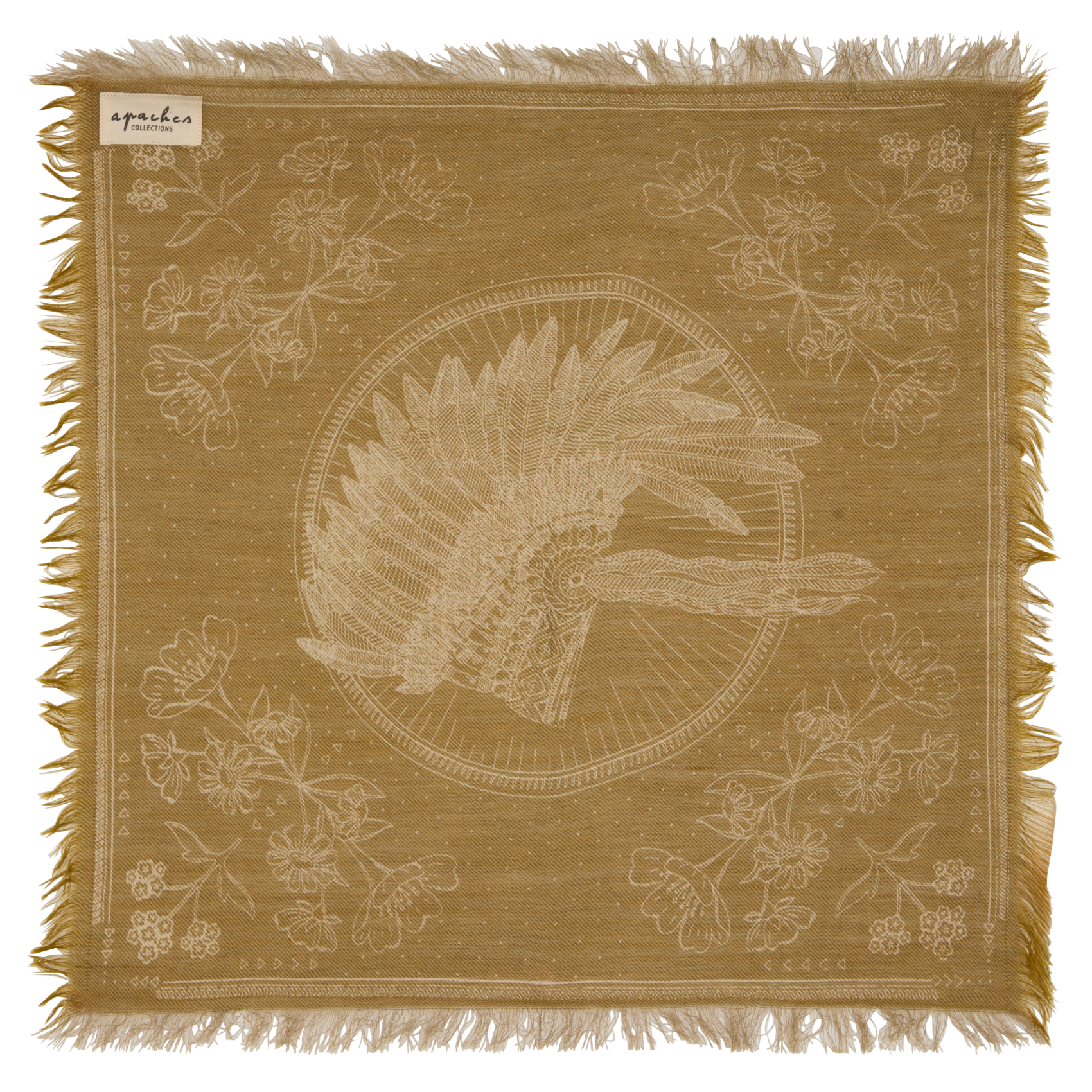 Foulard en laine et coton mélangé APACHES COLLECTIONS Marron