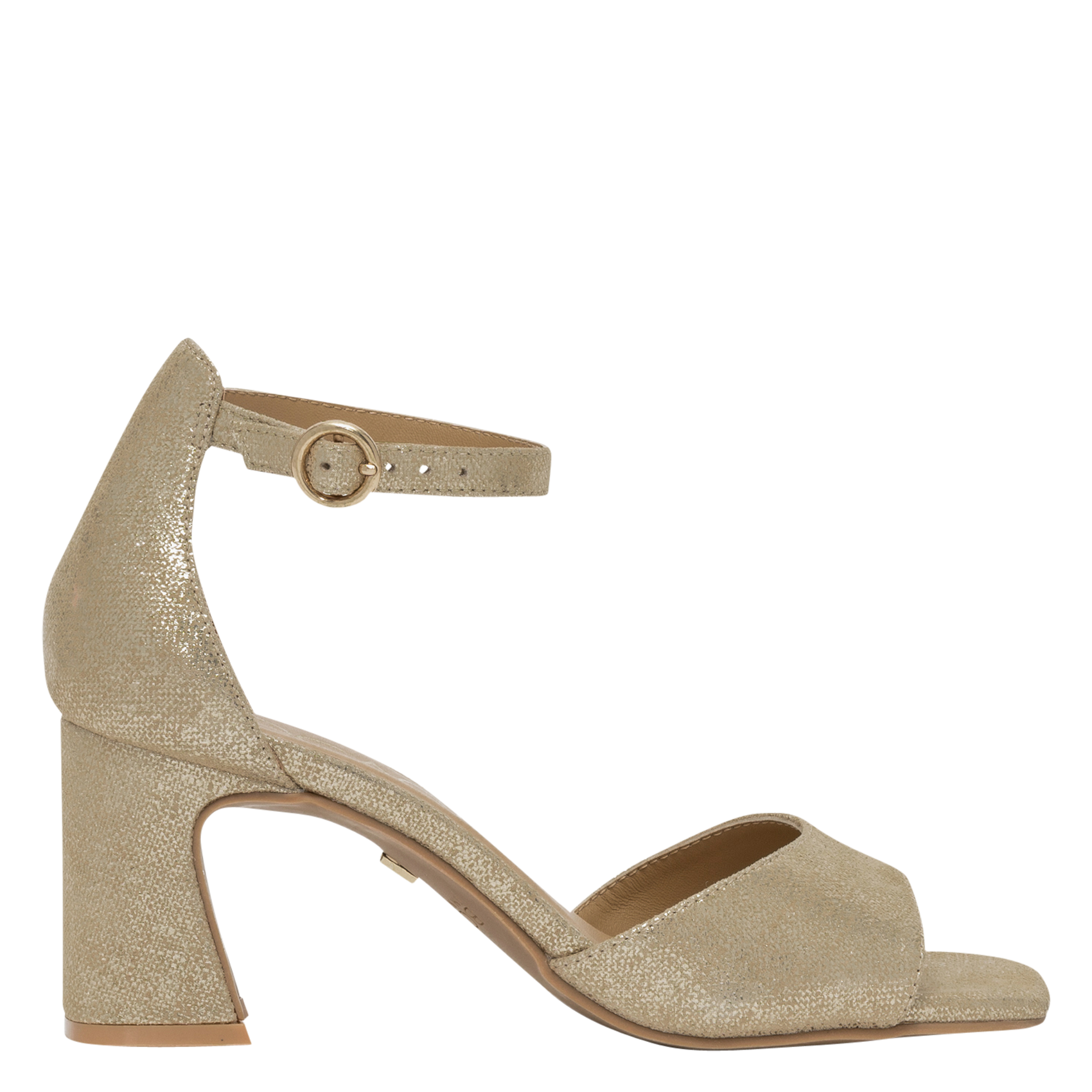 Sandales à talon en cuir métallisé BOCAGE Doré