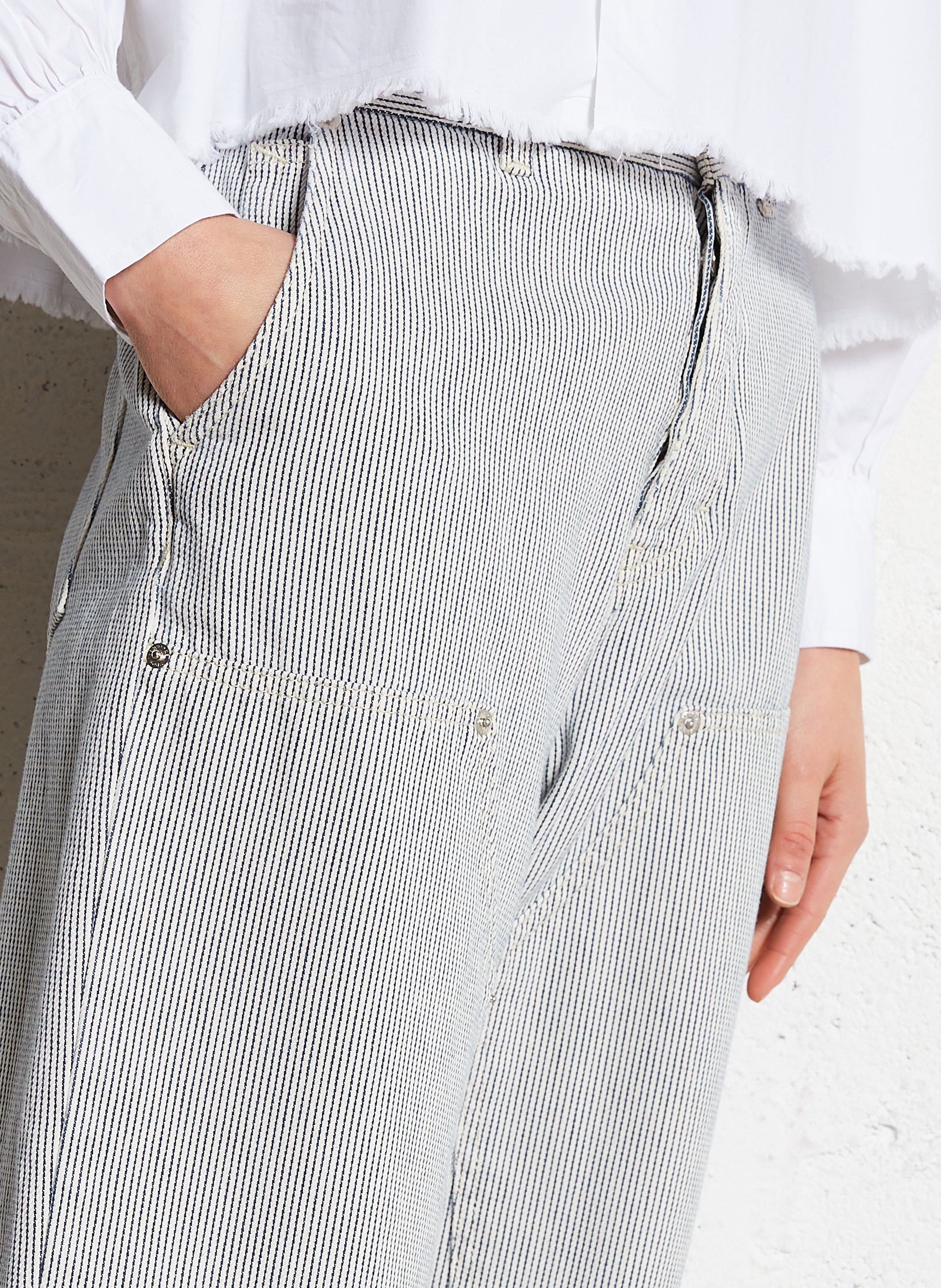 Rechte jeans van gestreepte katoen BELLEROSE Wit