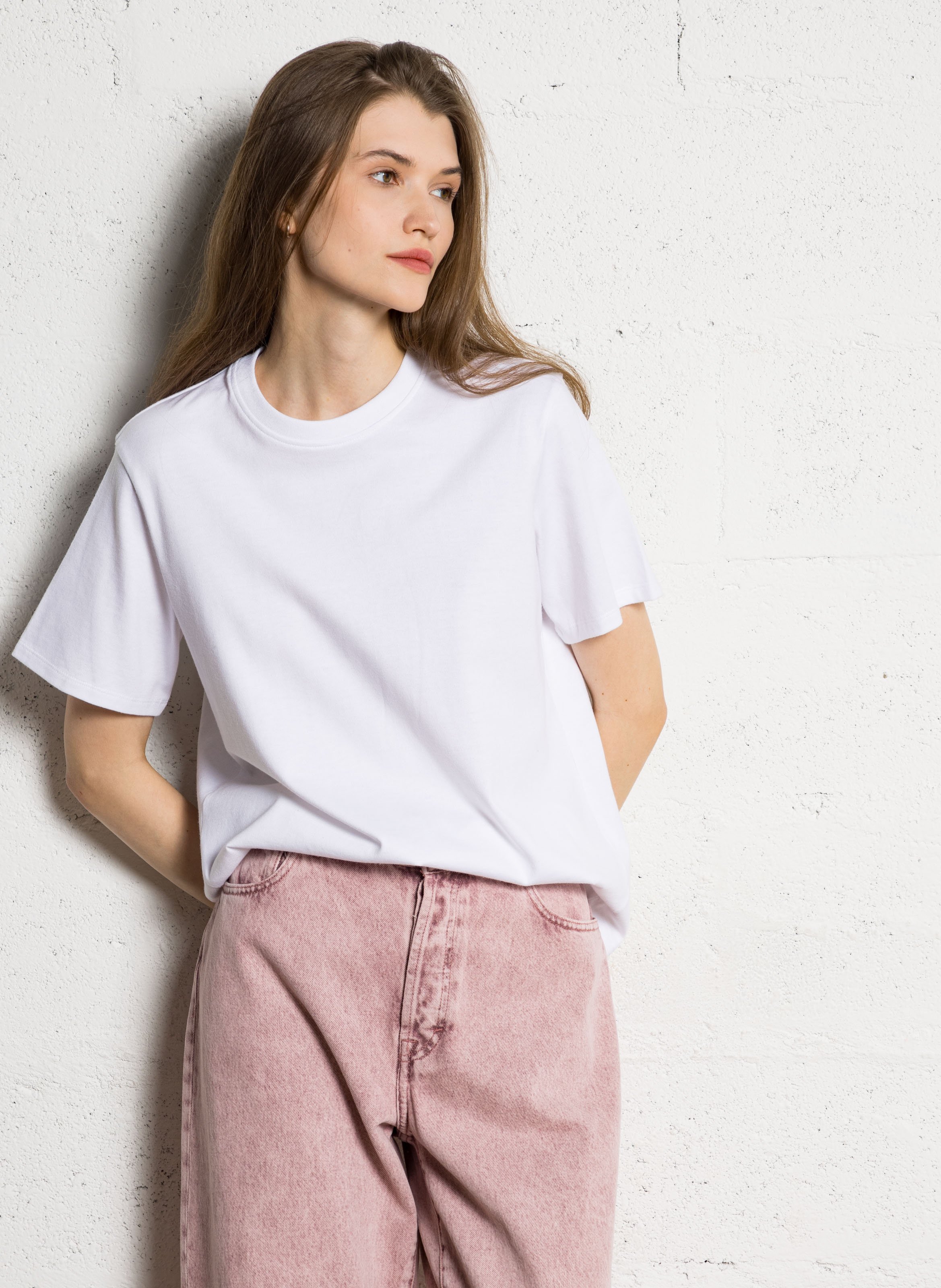 Tee-shirt droit col rond en coton bio MAJESTIC FILATURES Blanc