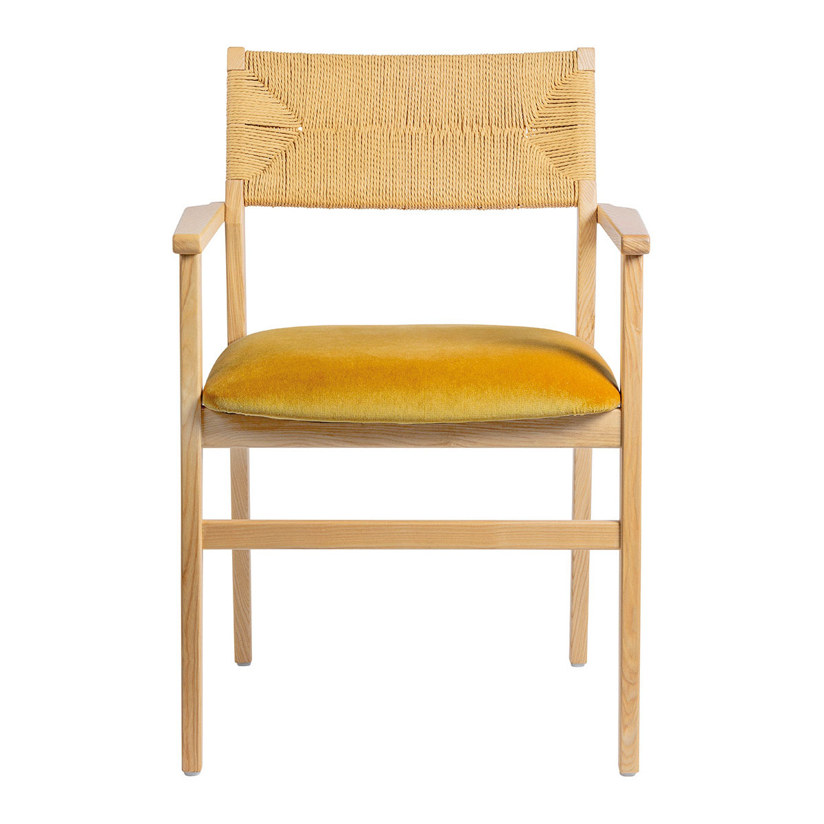 Chaise paloma en corde de papier et velours - safran BLANC D'IVOIRE Jaune