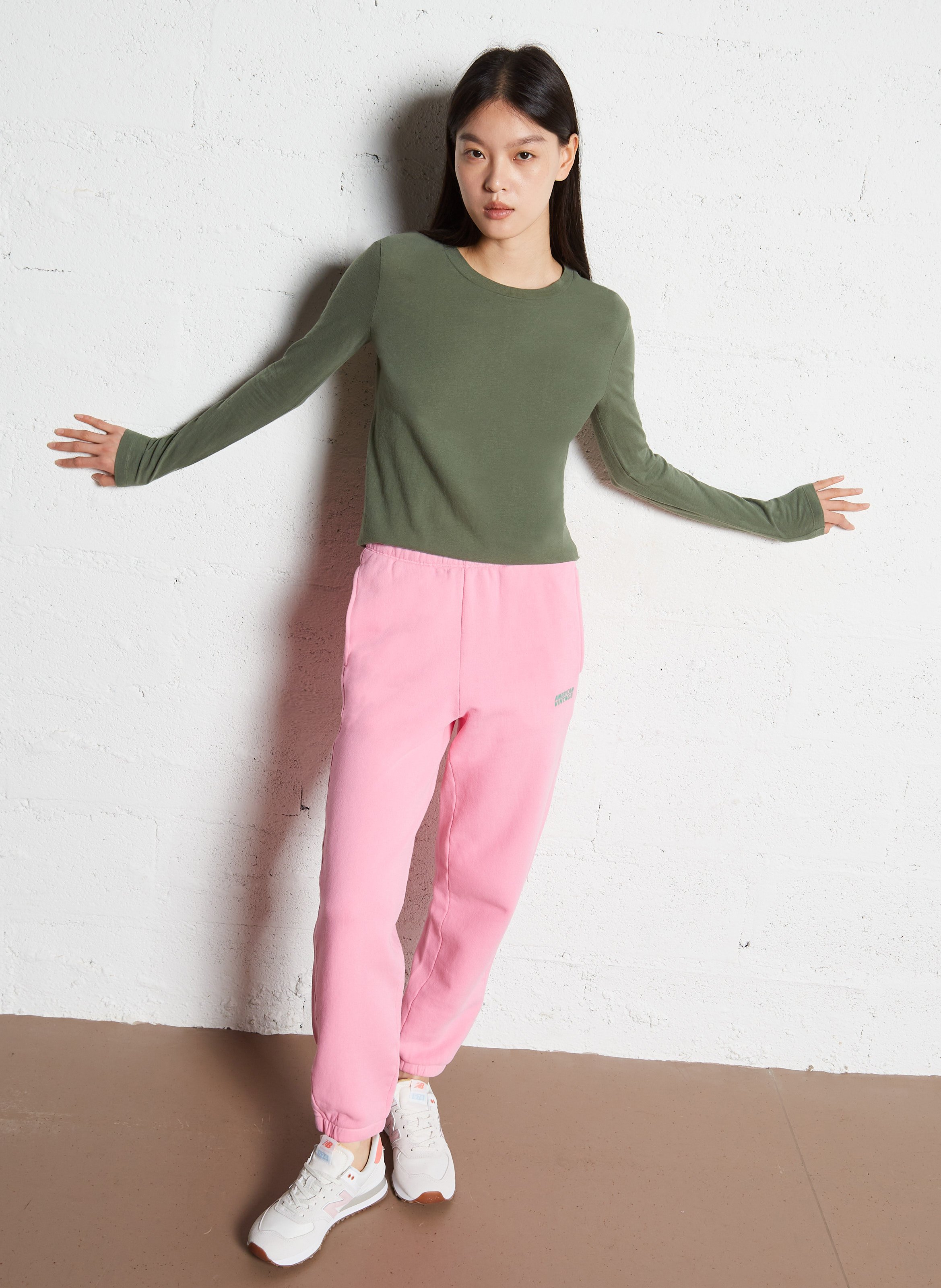 Jogginghose aus Baumwoll-Mix mit hohem Bund AMERICAN VINTAGE Rosa