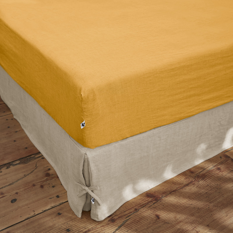 Fitted sheet "soline" all sizes washed linen L'EFFET PAPILLON