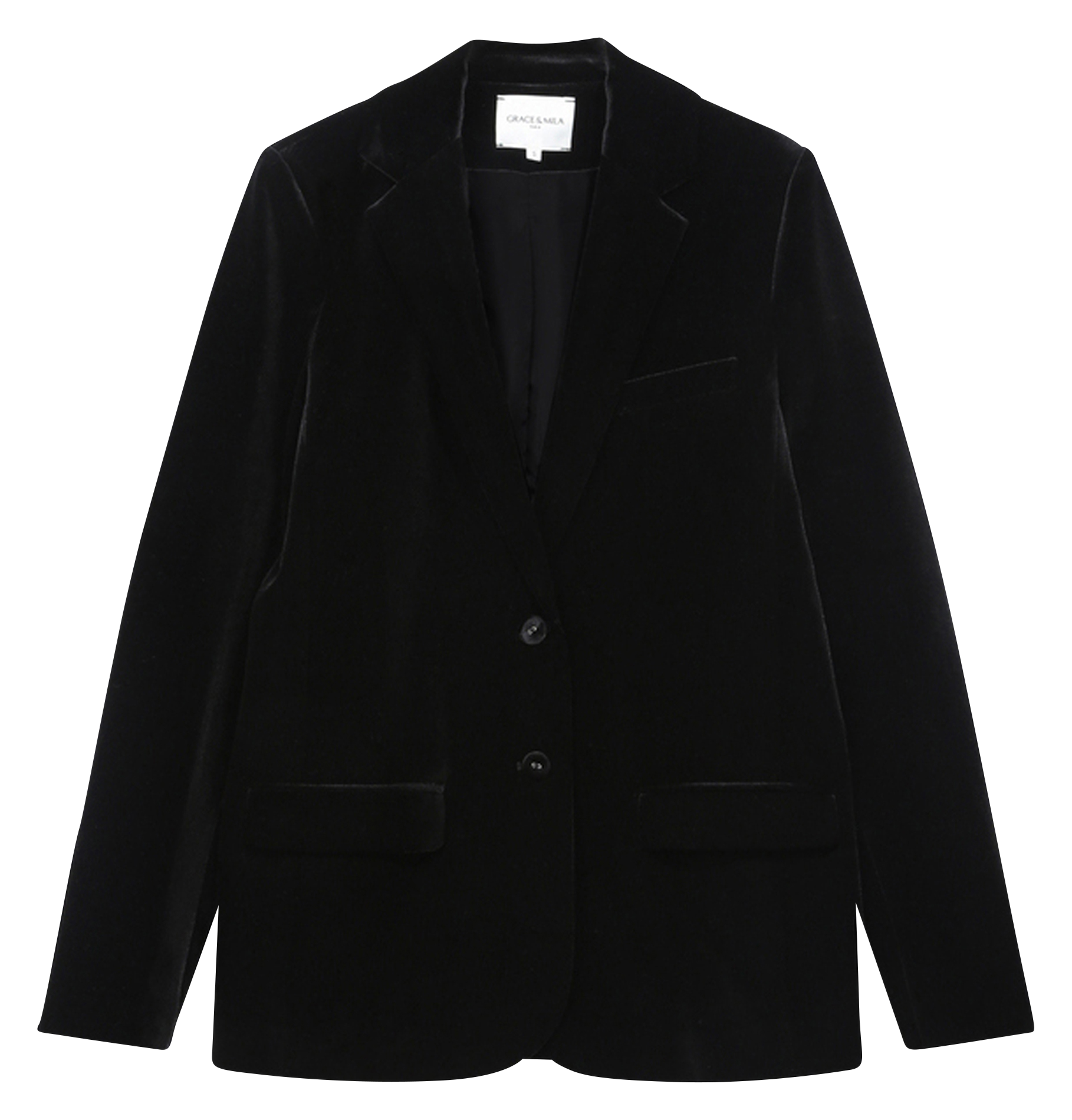 Velvet single-breasted blazer GRACE ET MILA Black
