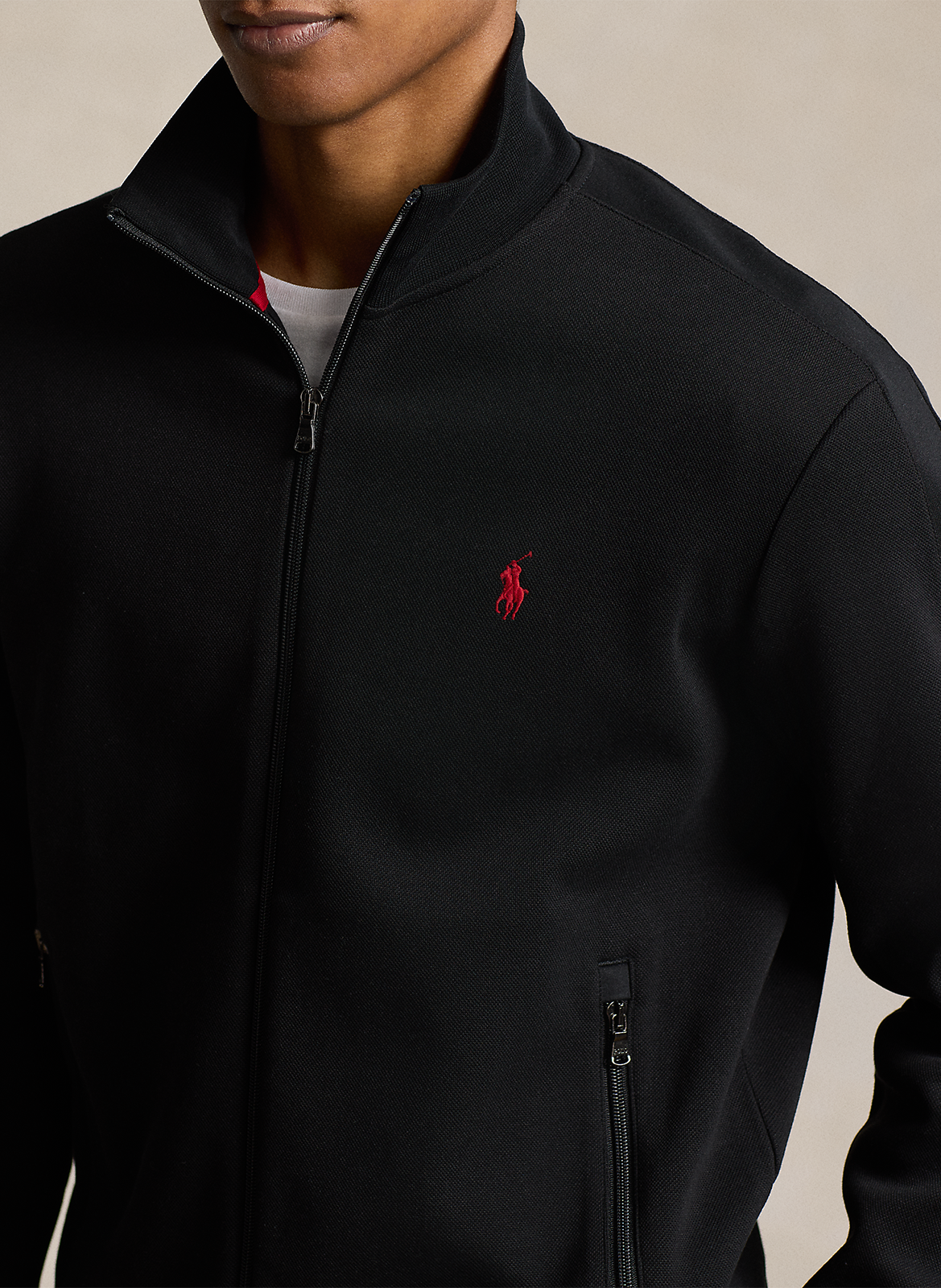 Gilet droit col montant en coton mélangé POLO RALPH LAUREN Noir