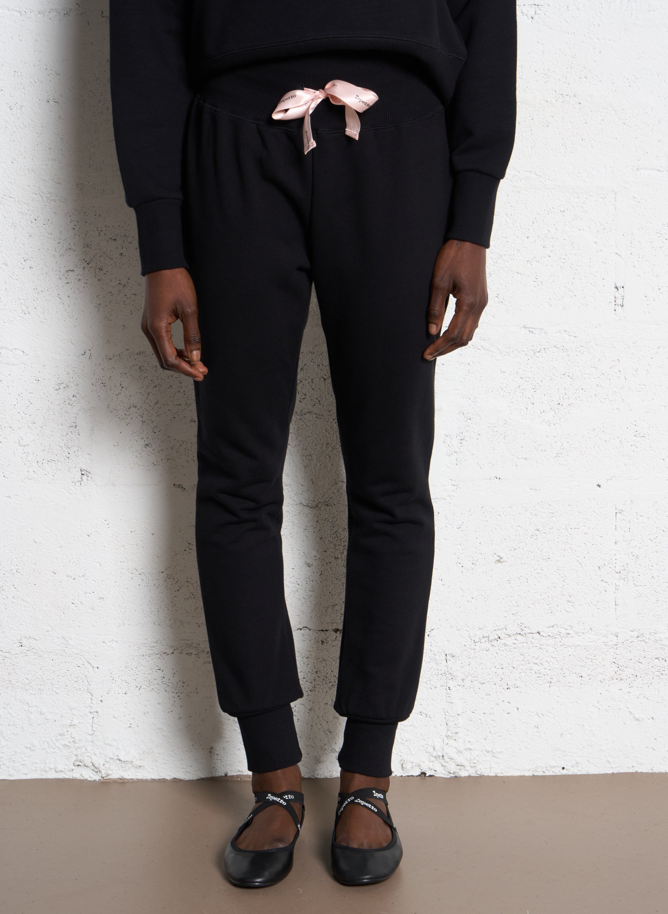 Slim-fit joggingbroek van sweatstof met hoge taille REPETTO Zwart