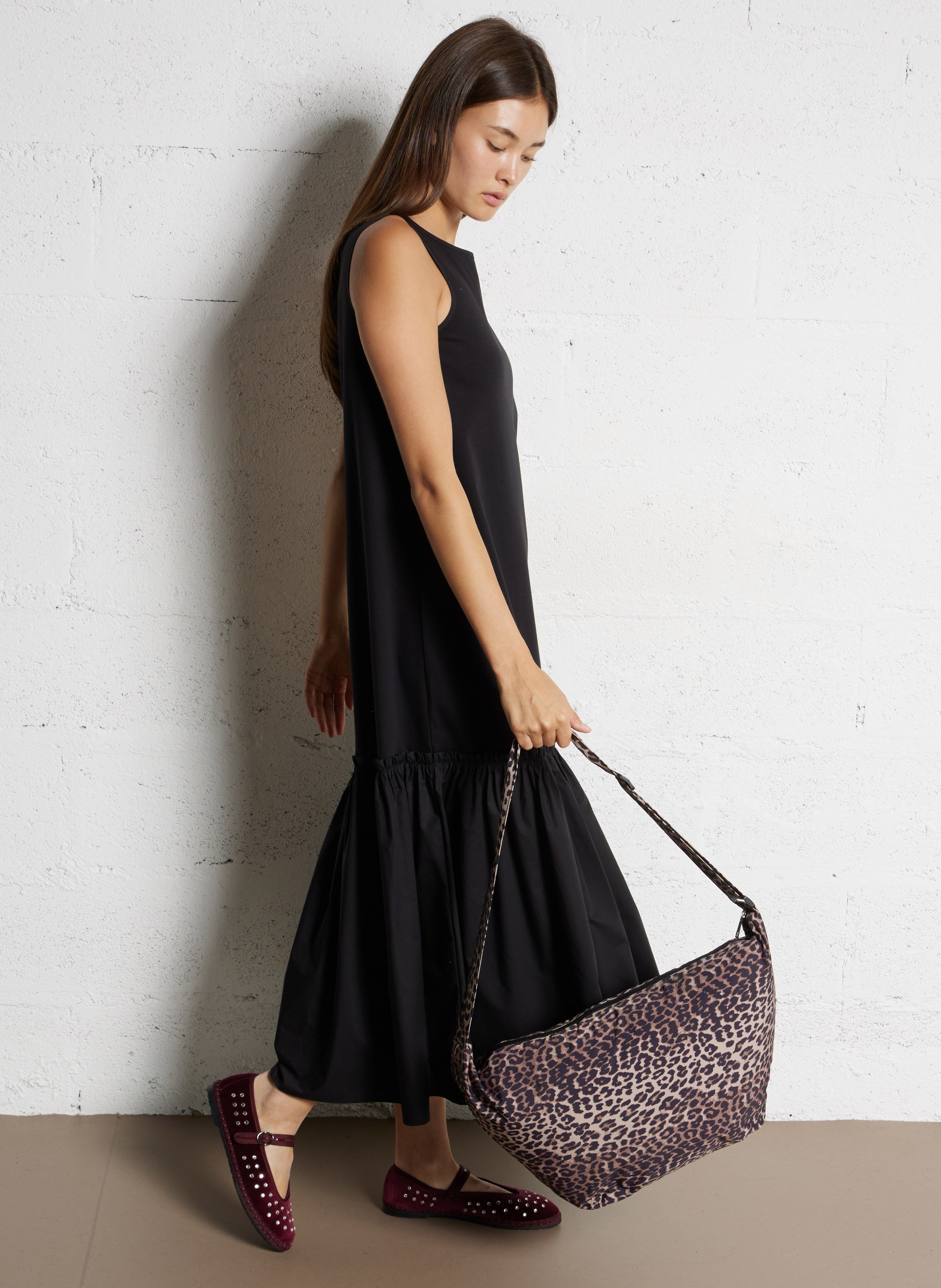 Schoudertas met print PIECES Zwart