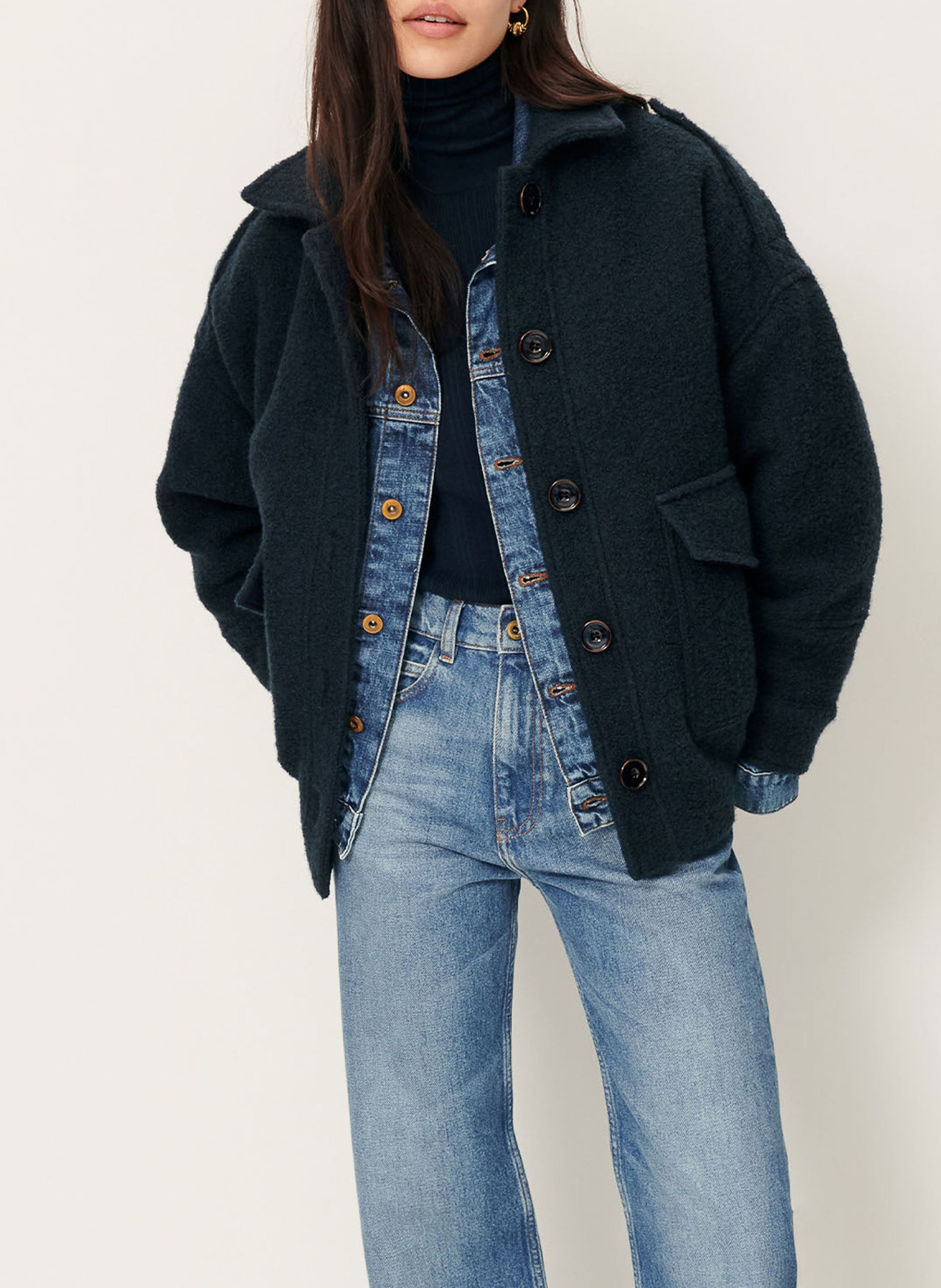 Dual material coat SESSUN Blue