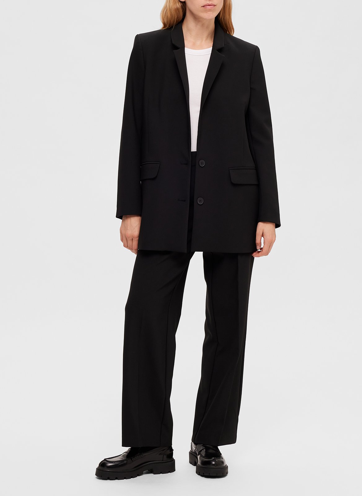 Veste tailleur en fibres recyclées mélangées SELECTED Noir