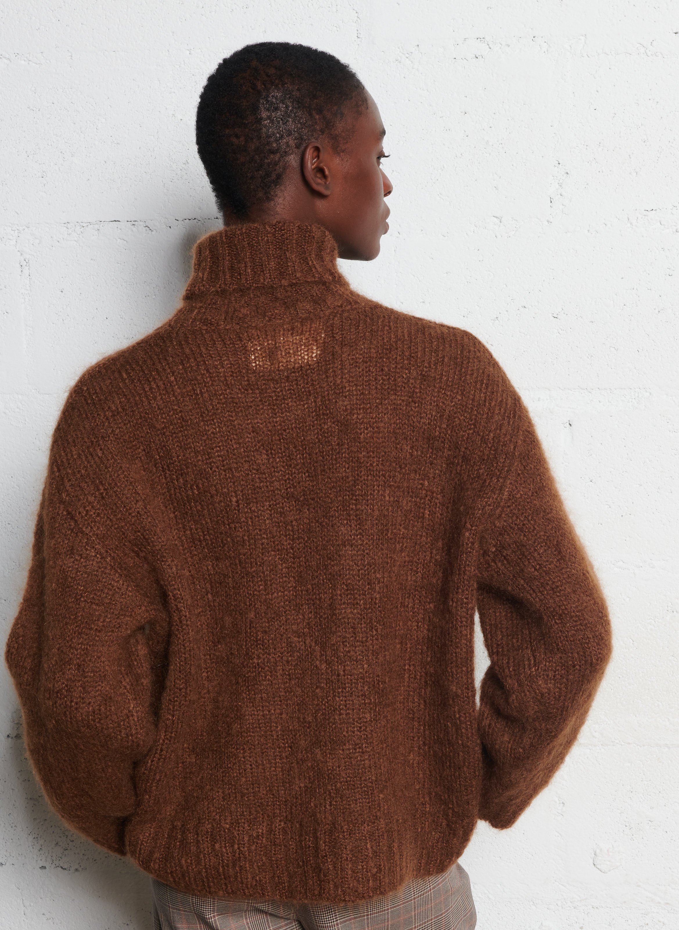 Pull col roulé en laine mélangée DES PETITS HAUTS Marron