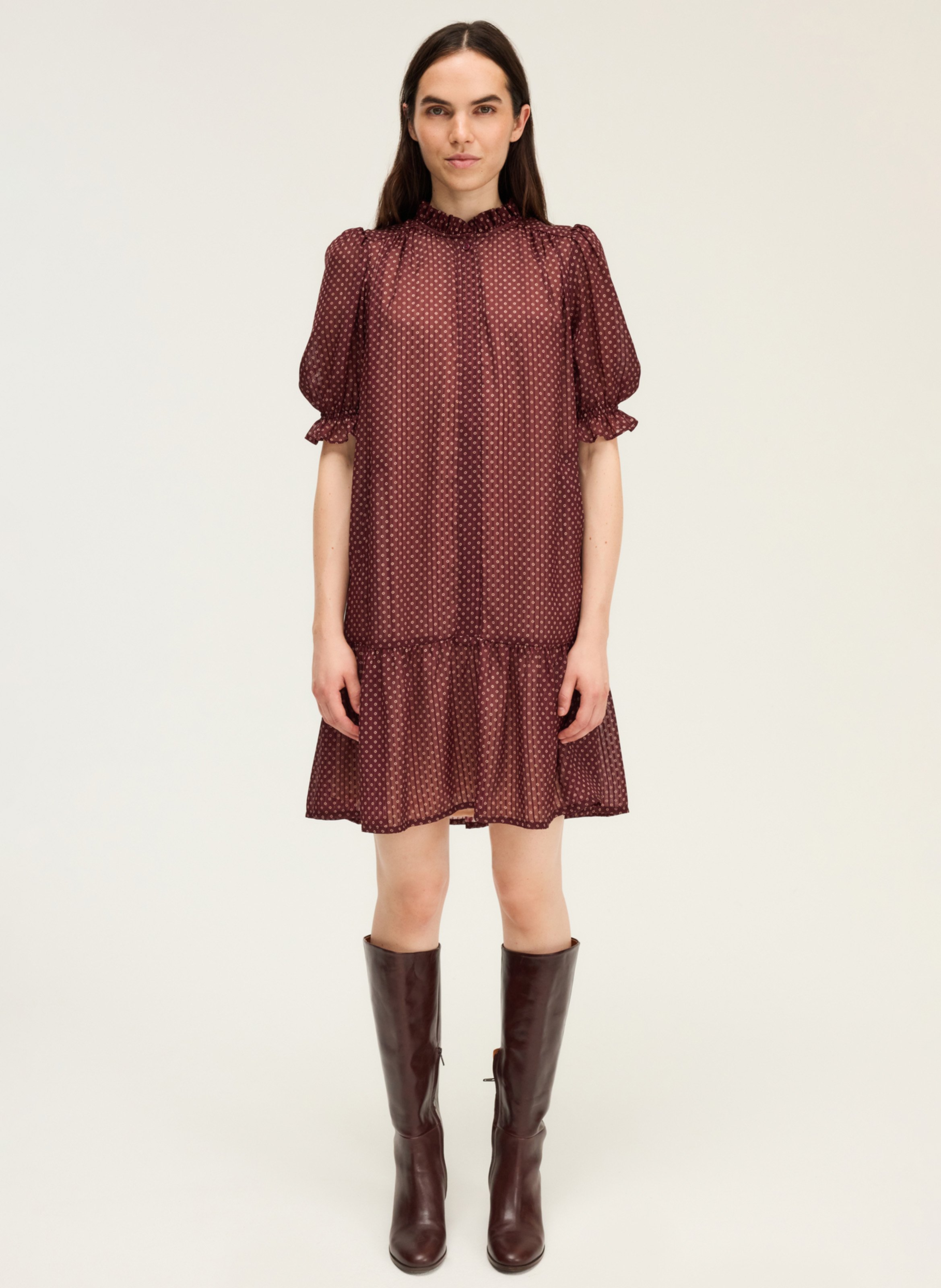 Fanny Juliette printed round-neck short dress PABLO Red