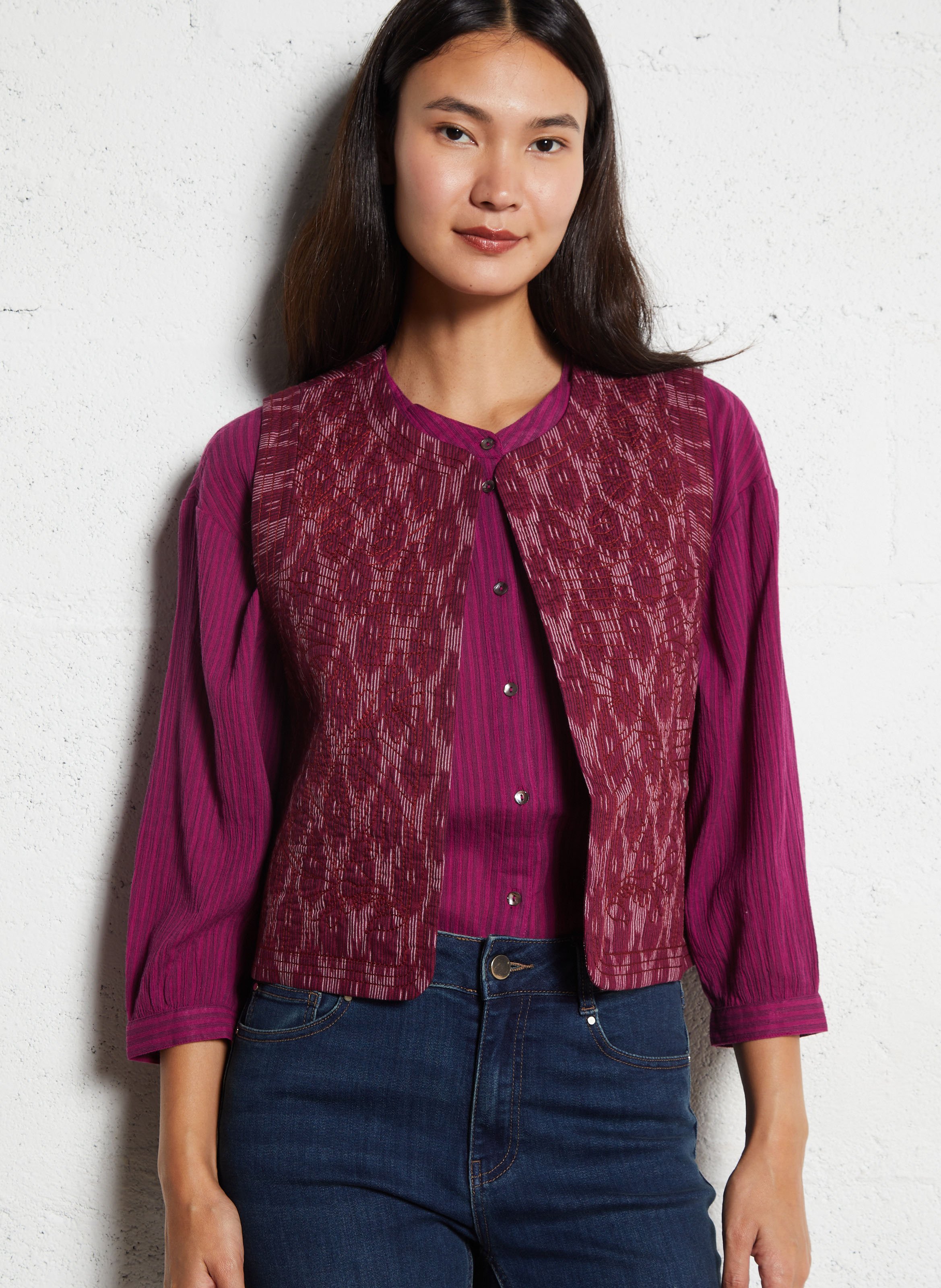 Veste col rond en coton MAISON 123 Violet
