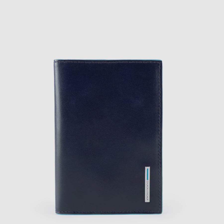 Leather passport holder with removable insert PIQUADRO Blue