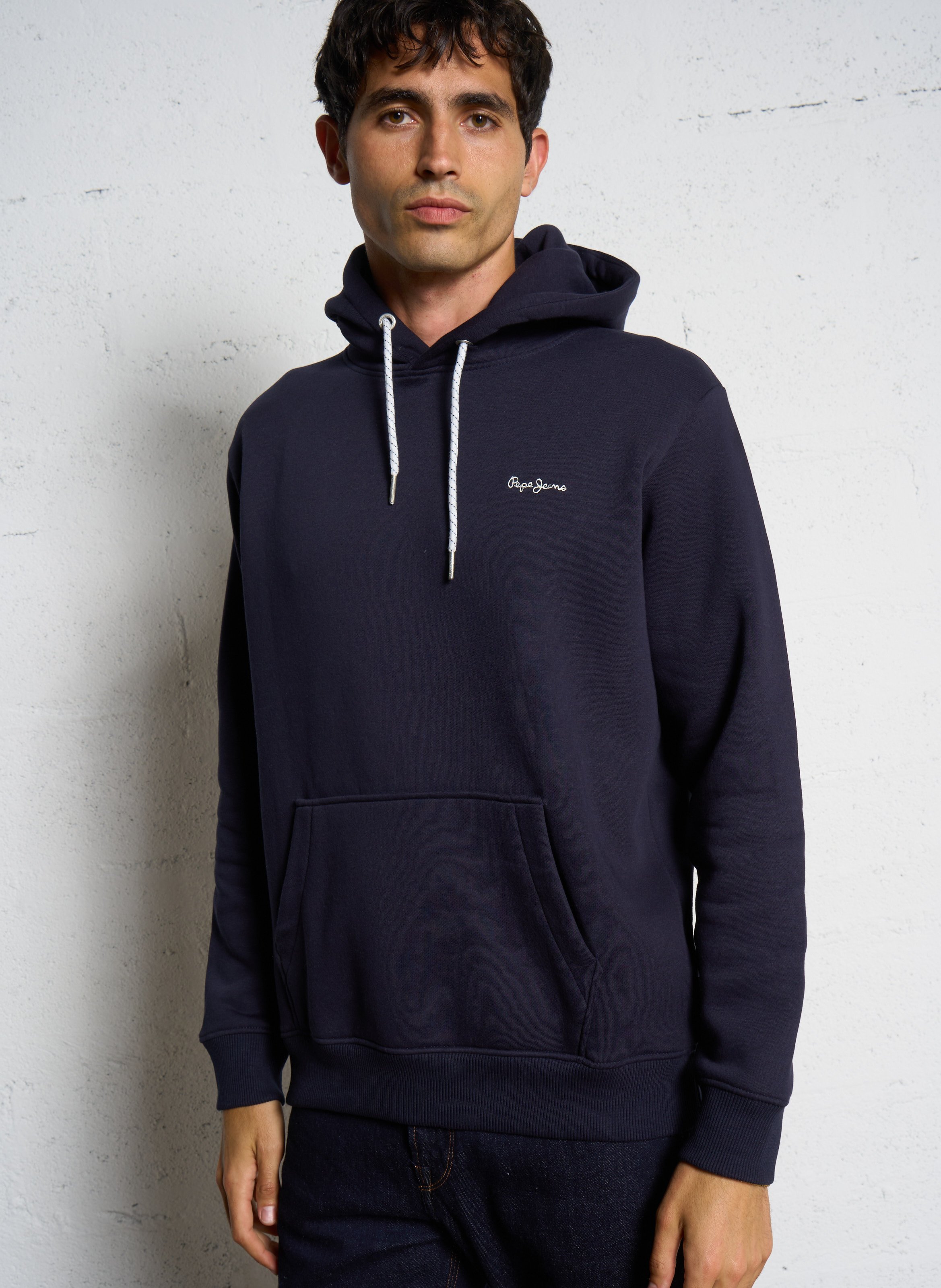 Straight embroidered cotton-blend hoodie PEPE JEANS