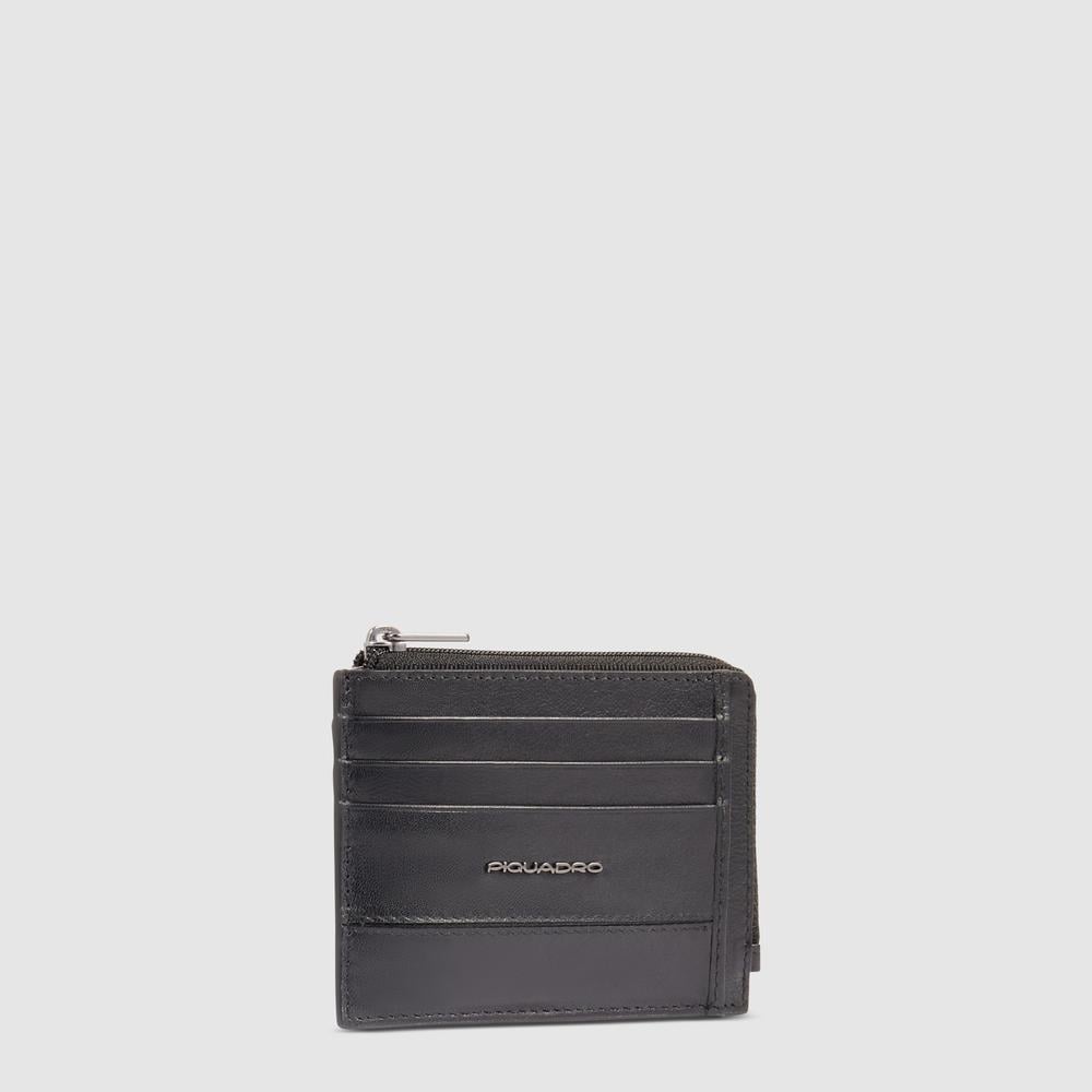 Zippered wallet with credit card slots, document holder, and RFID protection PIQUADRO Black