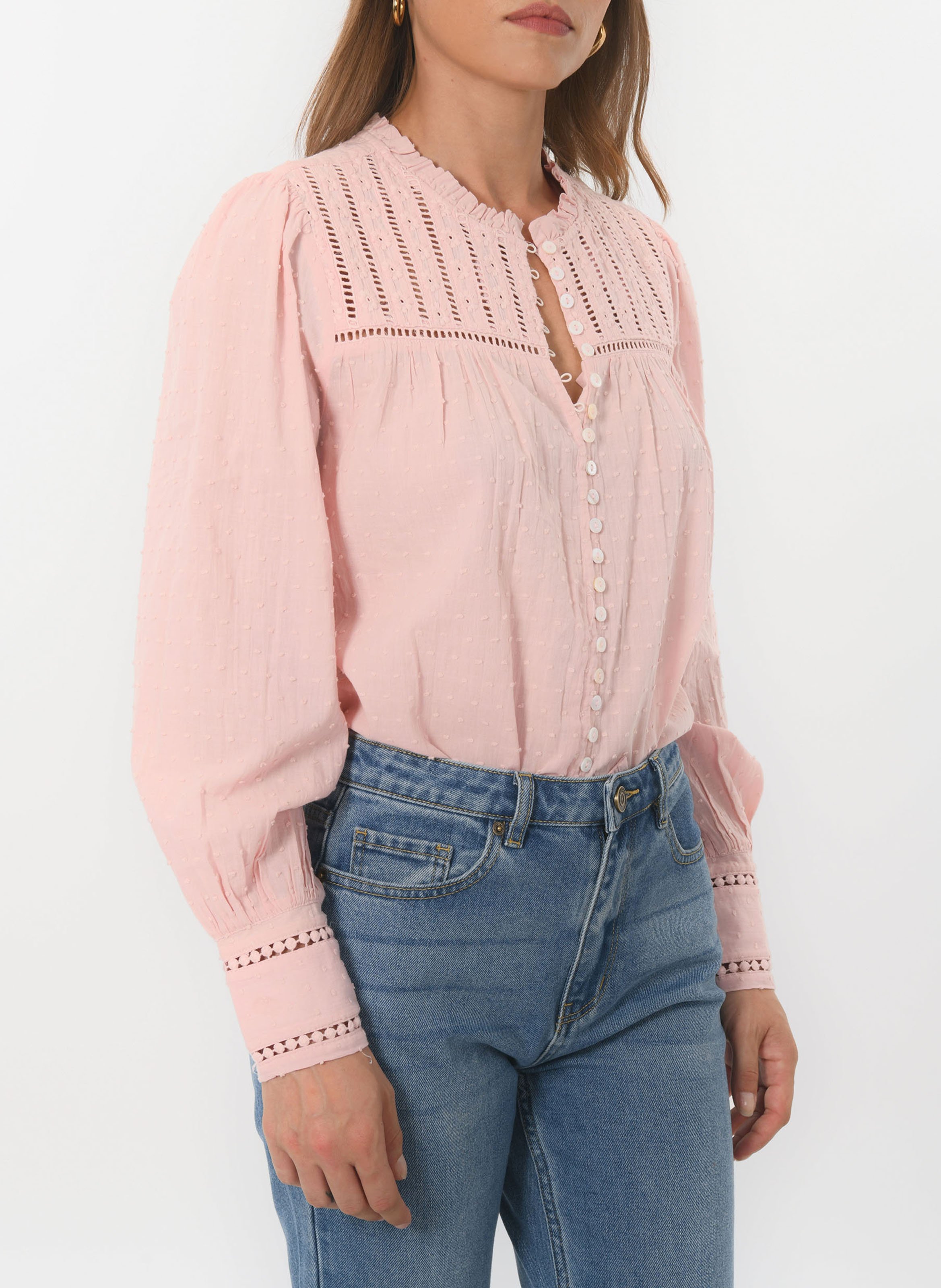 Rechte katoenen blouse KOOKAI Roze