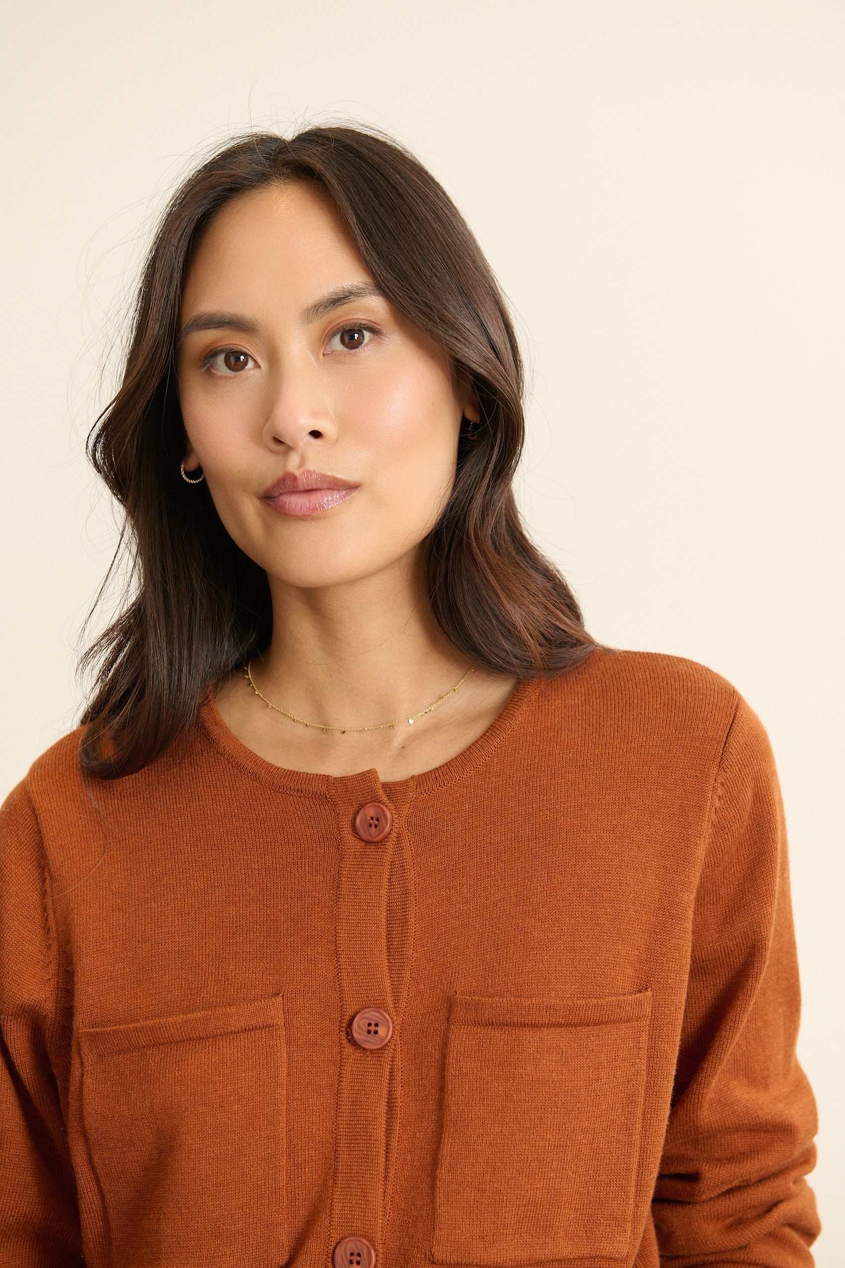 Long-sleeved button-up cardigan GARANCE PARIS Brown