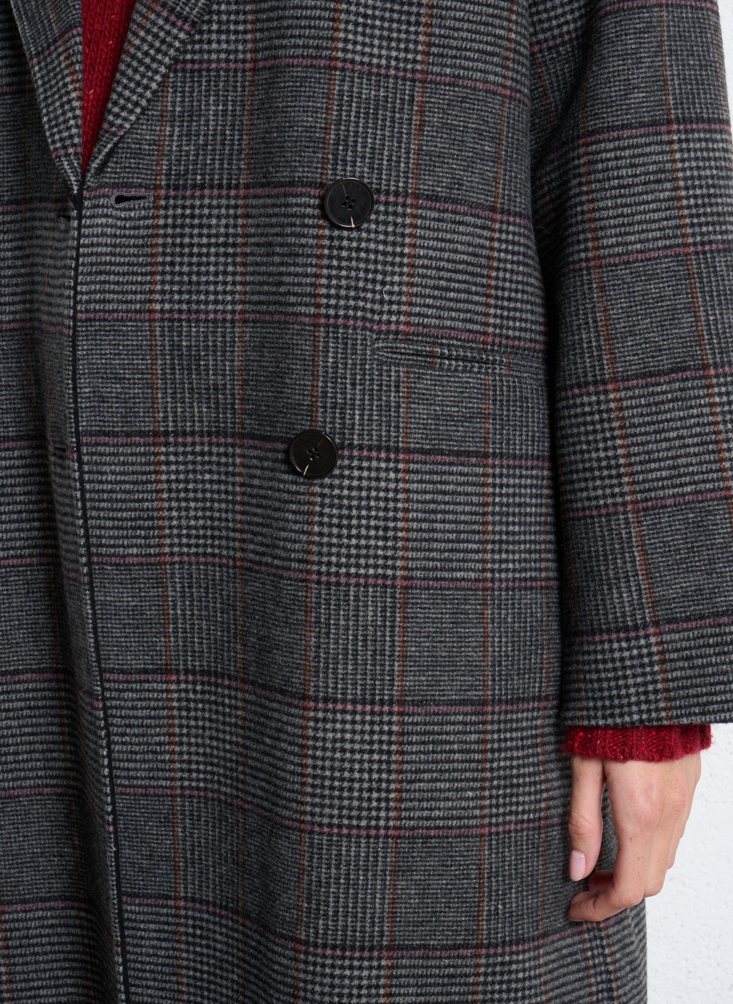 Manteau long droit imprimé en laine mélangée IKKS Gris