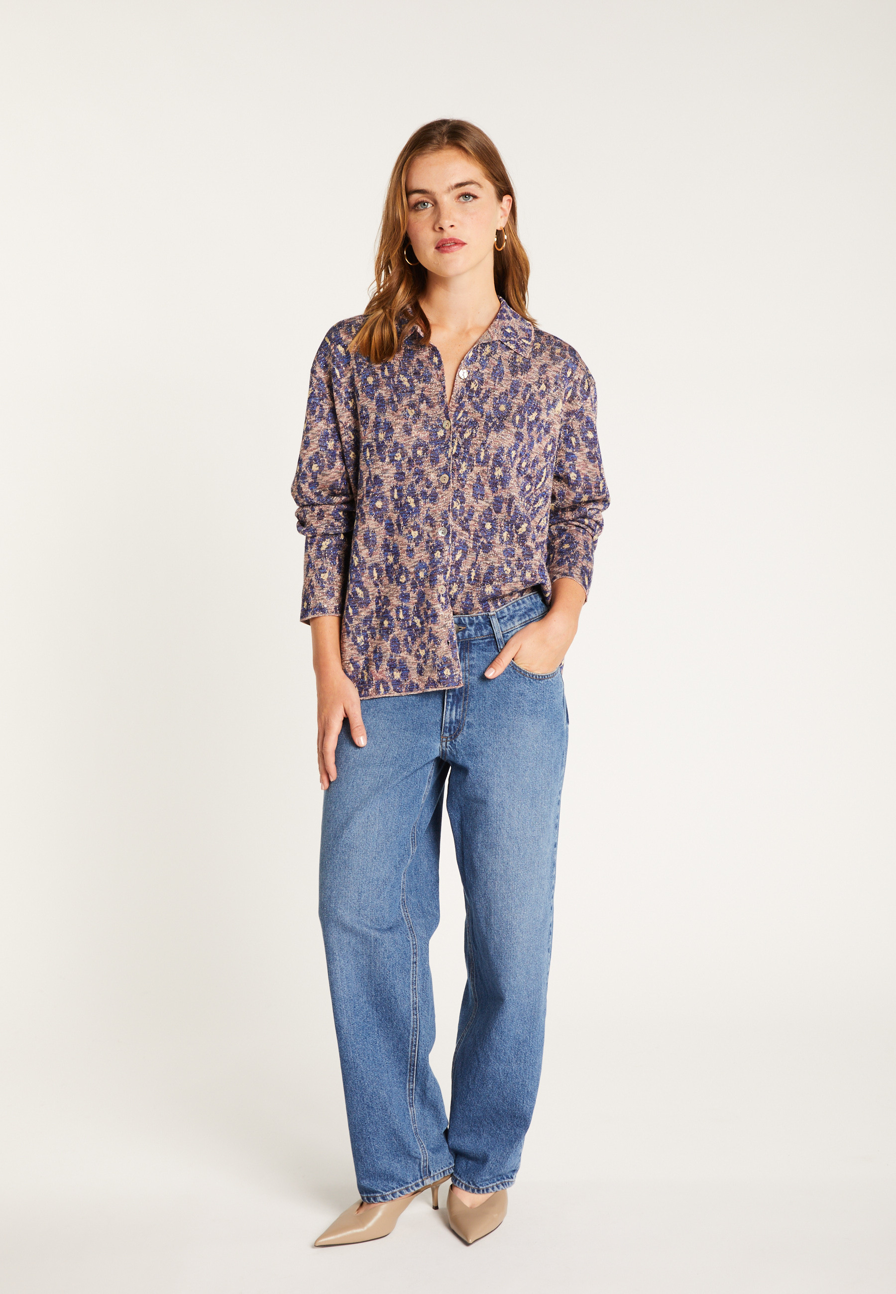 Shirt in iridescent viscose MAISON MONTAGUT Pink