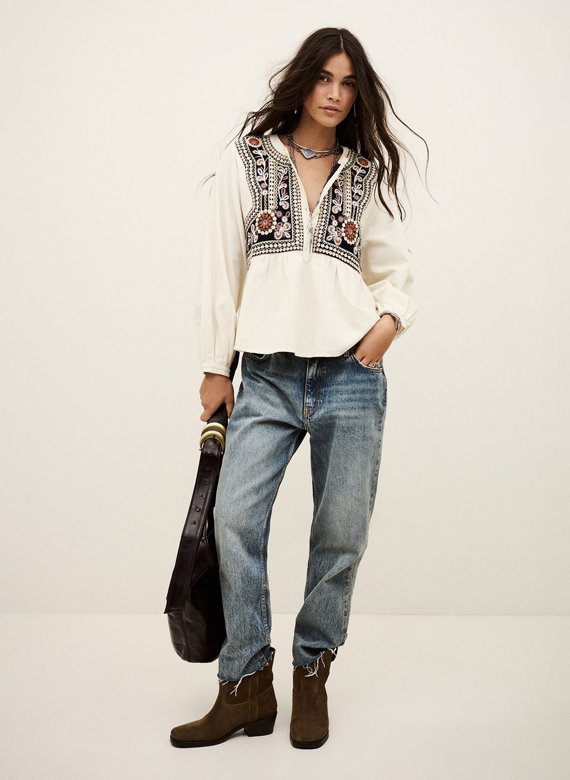 Rechte top met ronde hals van katoen BA&SH Beige