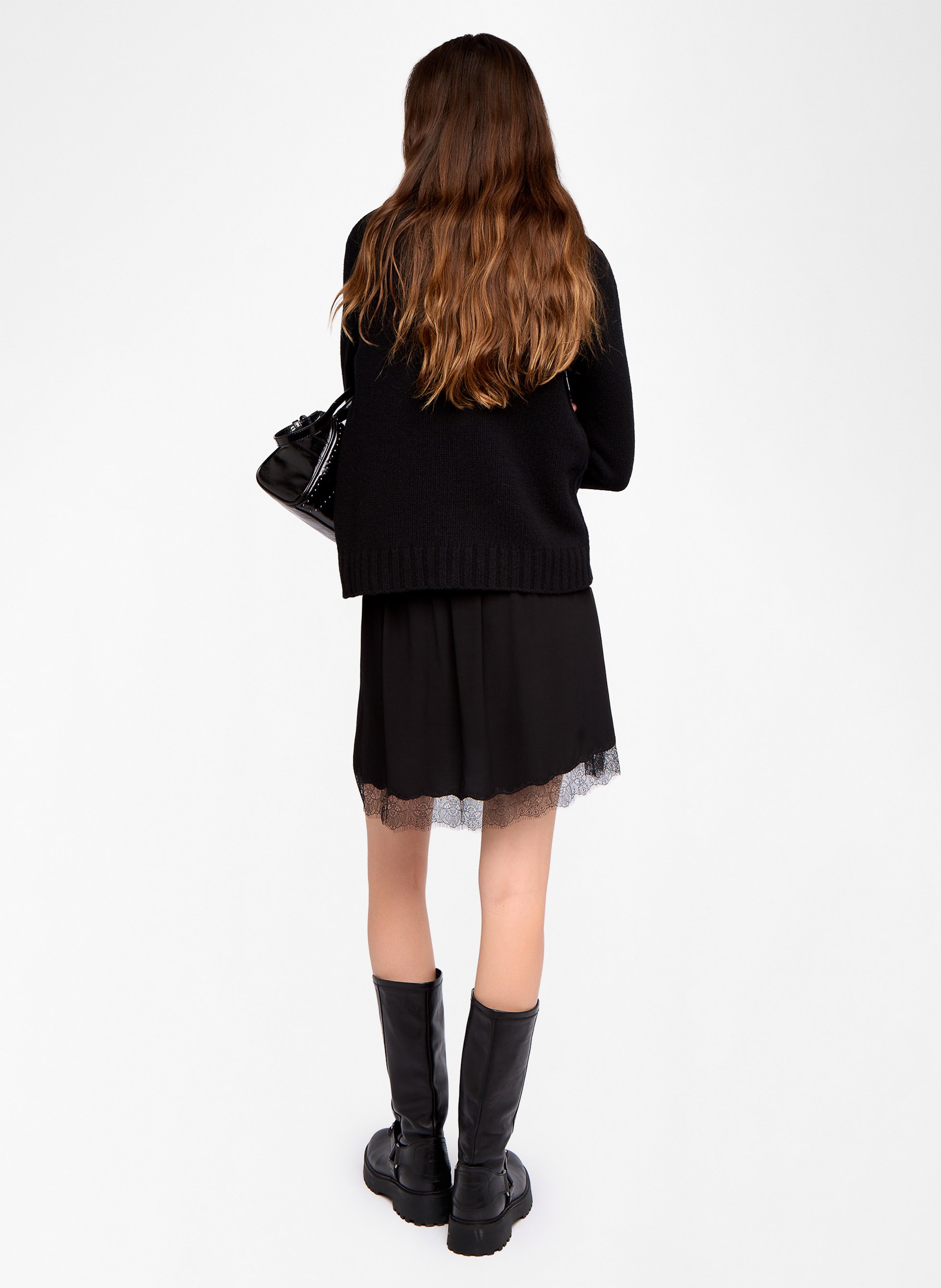 Pull droit col montant en laine ZADIG&VOLTAIRE Noir