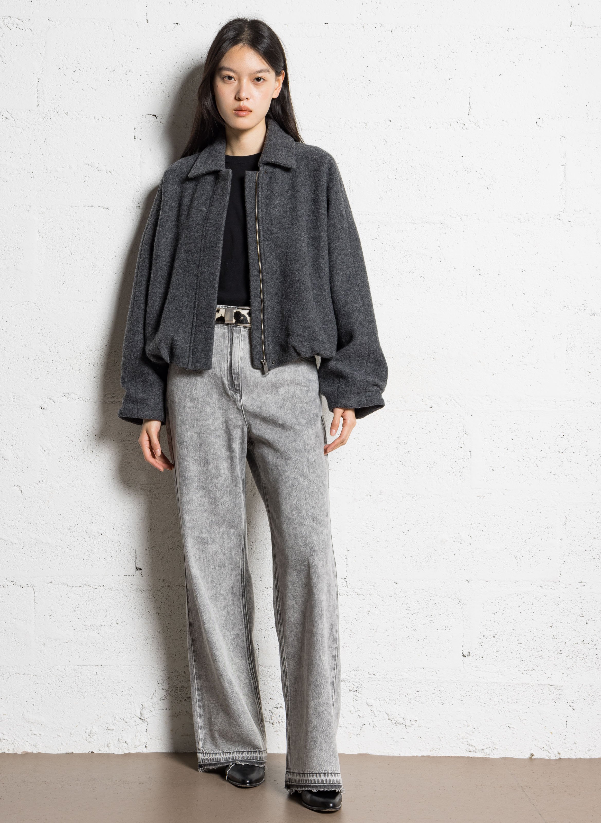 Oversized jas met klassieke kraag van wol IKKS Grijs