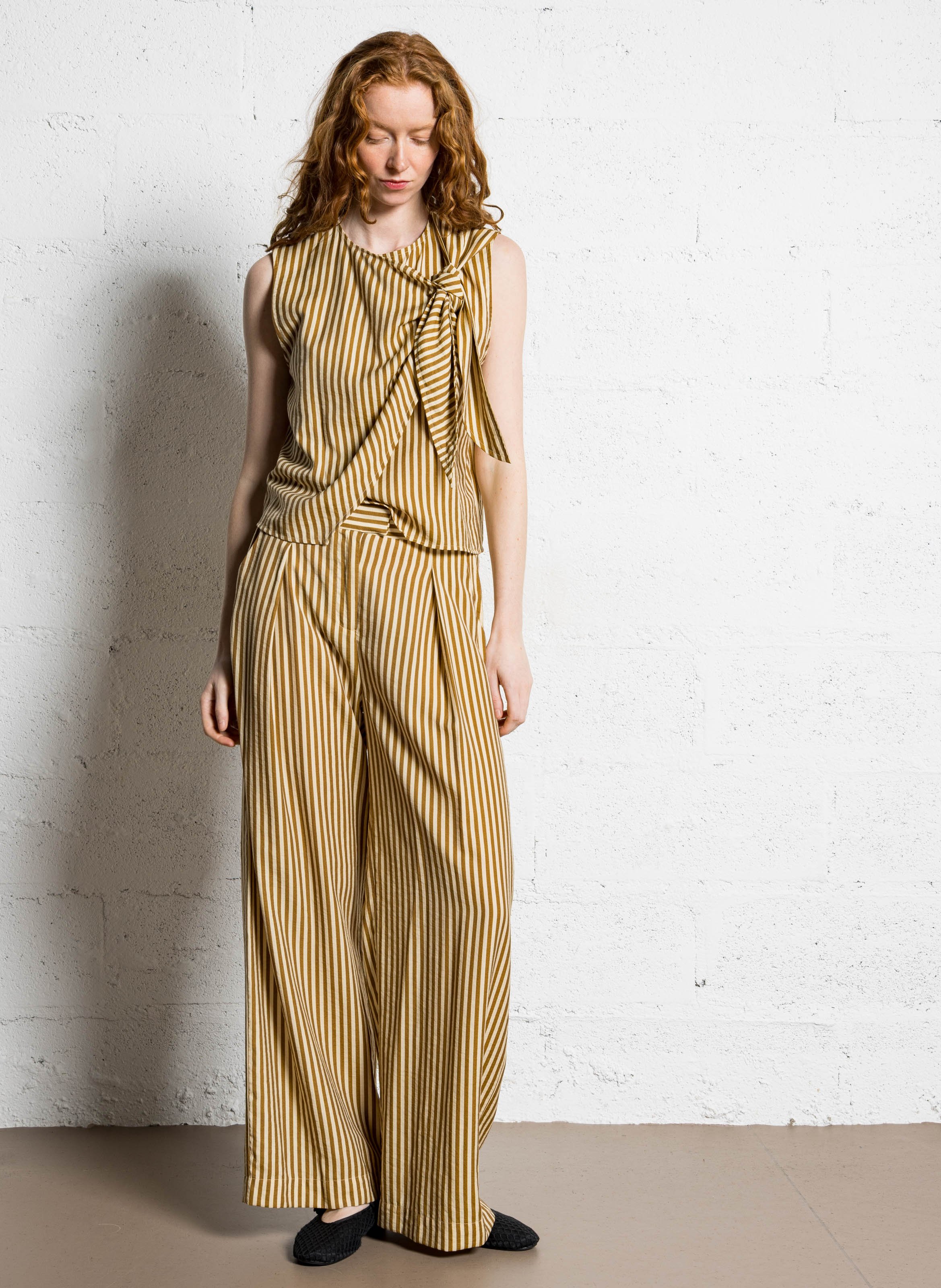 Hose - Gerader Schnitt mit Streifen  SUNCOO Beige