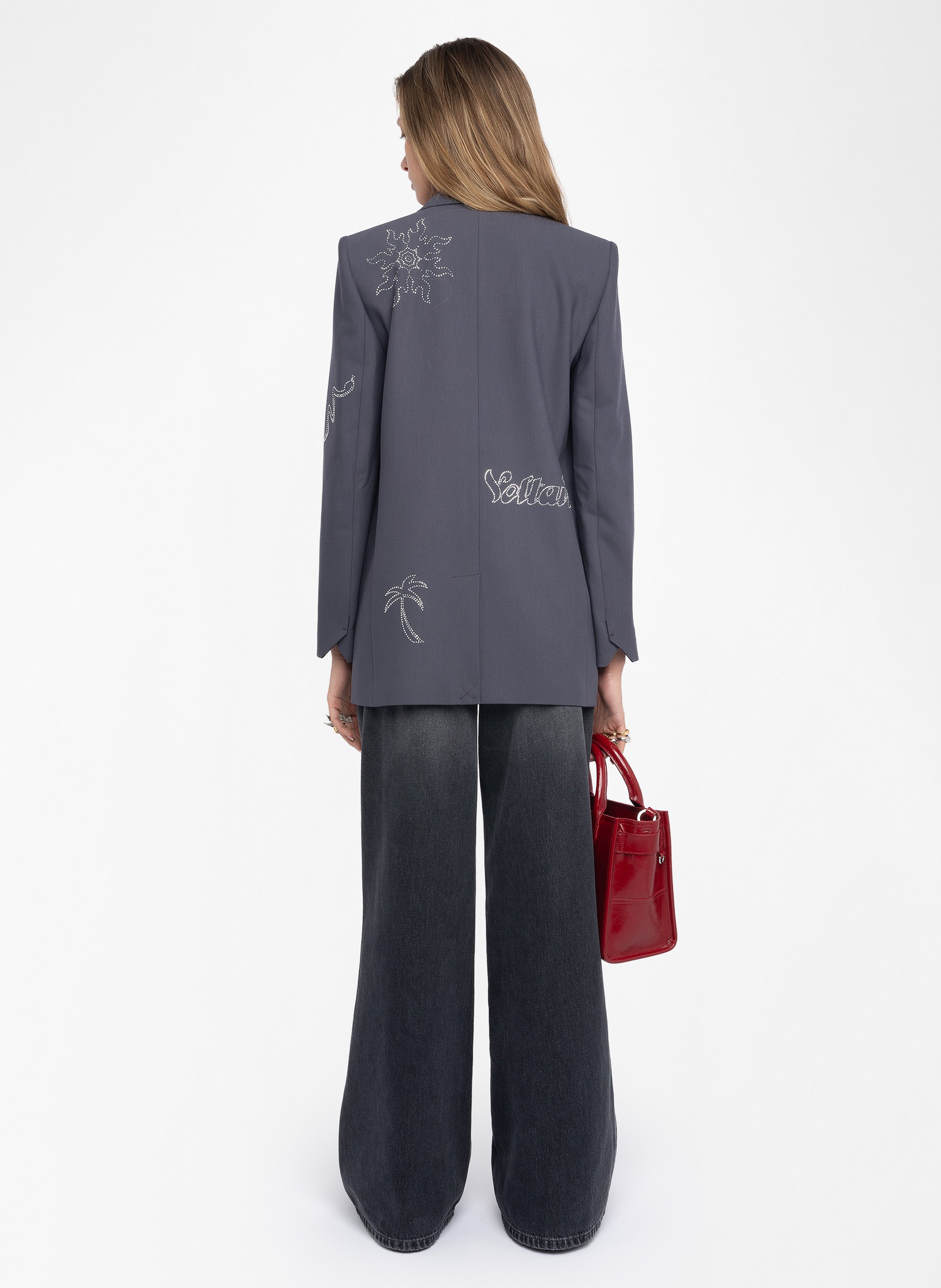 Veste col tailleur brodée ZADIG&VOLTAIRE Gris