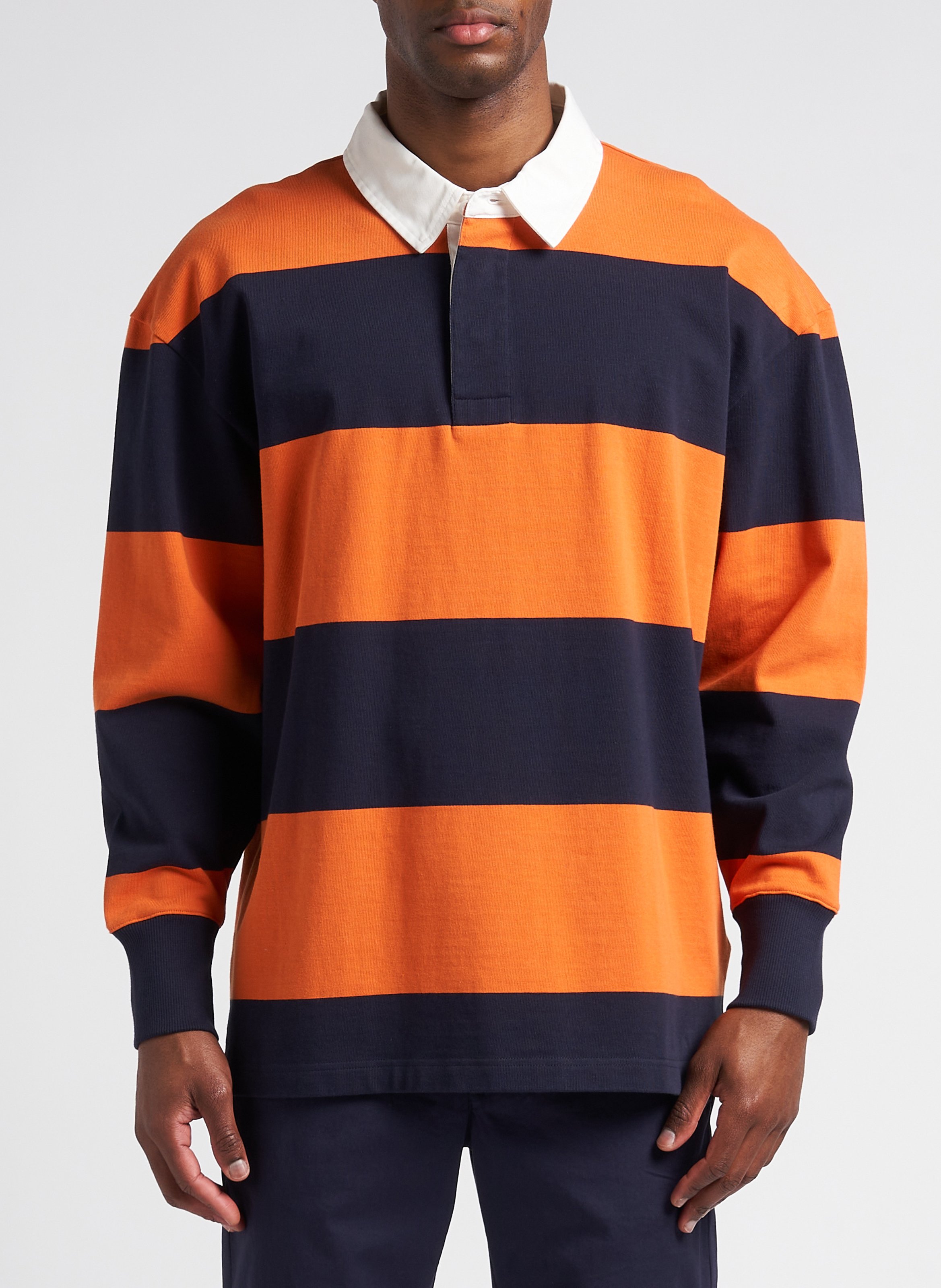 Polo manches longues à rayures en coton GANT Orange