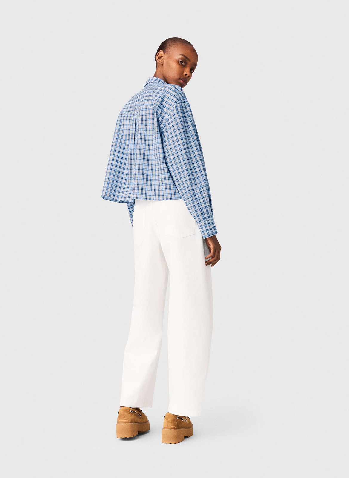 Chemise oversize courte en coton MAJE Bleu